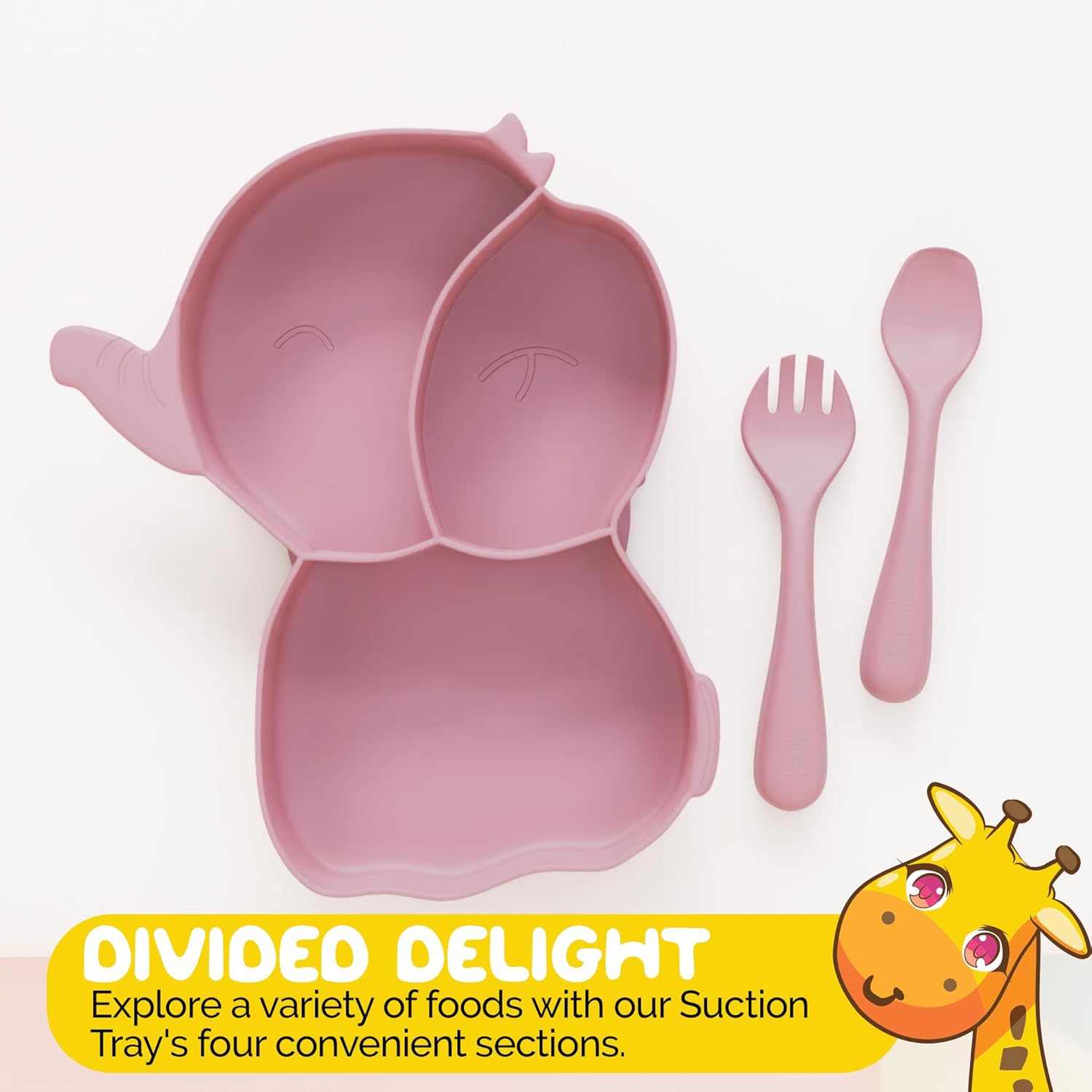 Muqee Peeko Toddler Suction Plates with Elephant Design