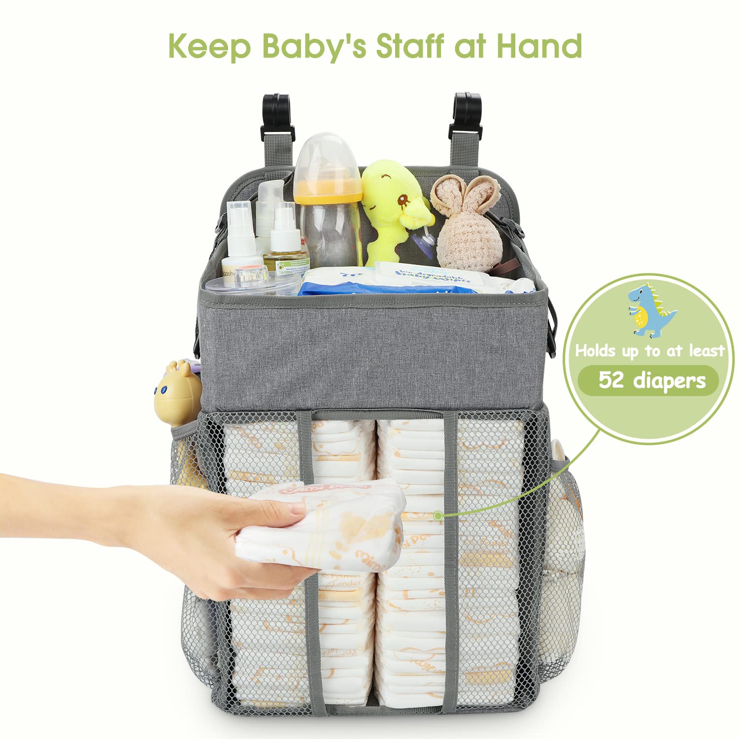 Maliton Diaper Stacker Organizer - Holds 52 Diapers 185 x 105 x 8 Gray