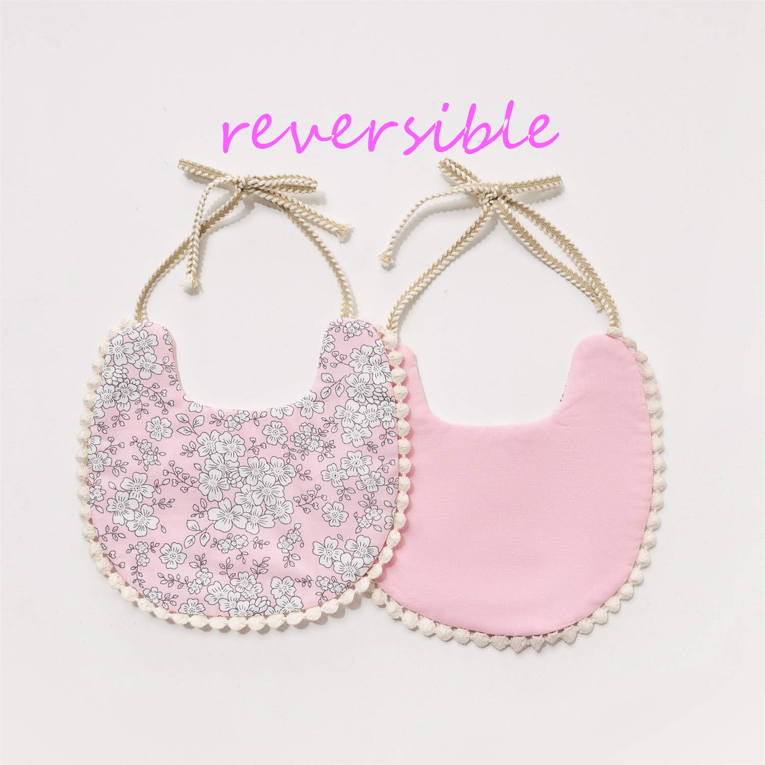 GZMM Reversible Baby Bib for Girls 3 Pack 0-12 Months