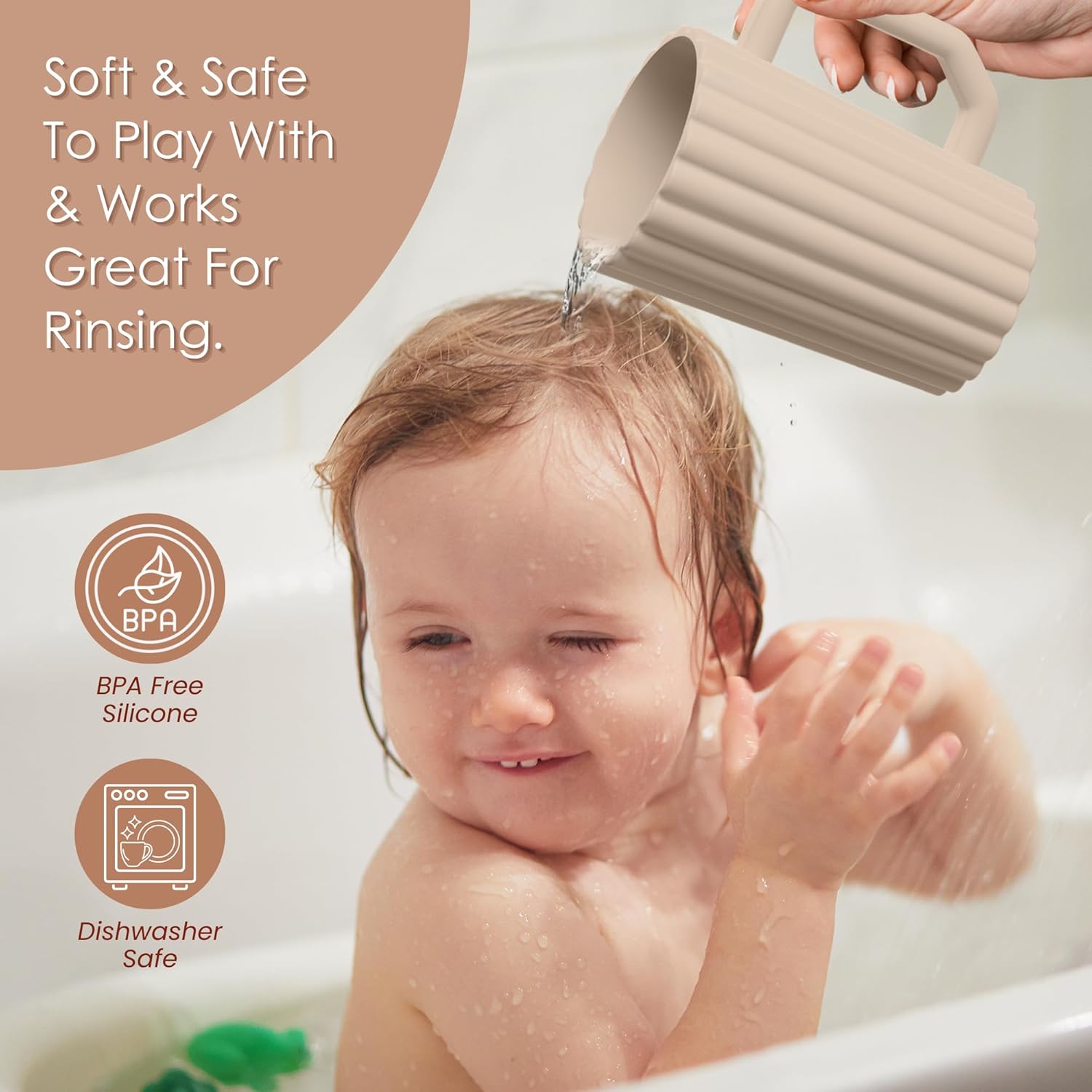 Baby Bath Rinse Cup with Easy Grip Handle Sage