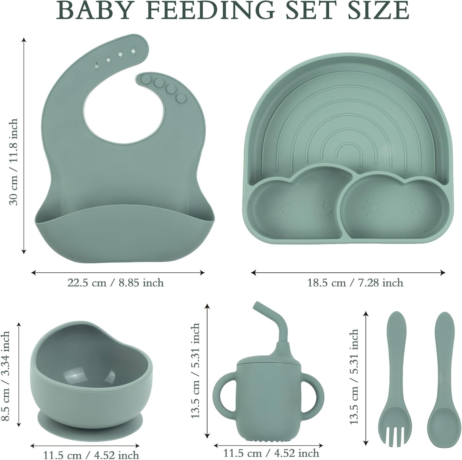 6-Piece Silicone Baby Feeding Set with Strong Suction
