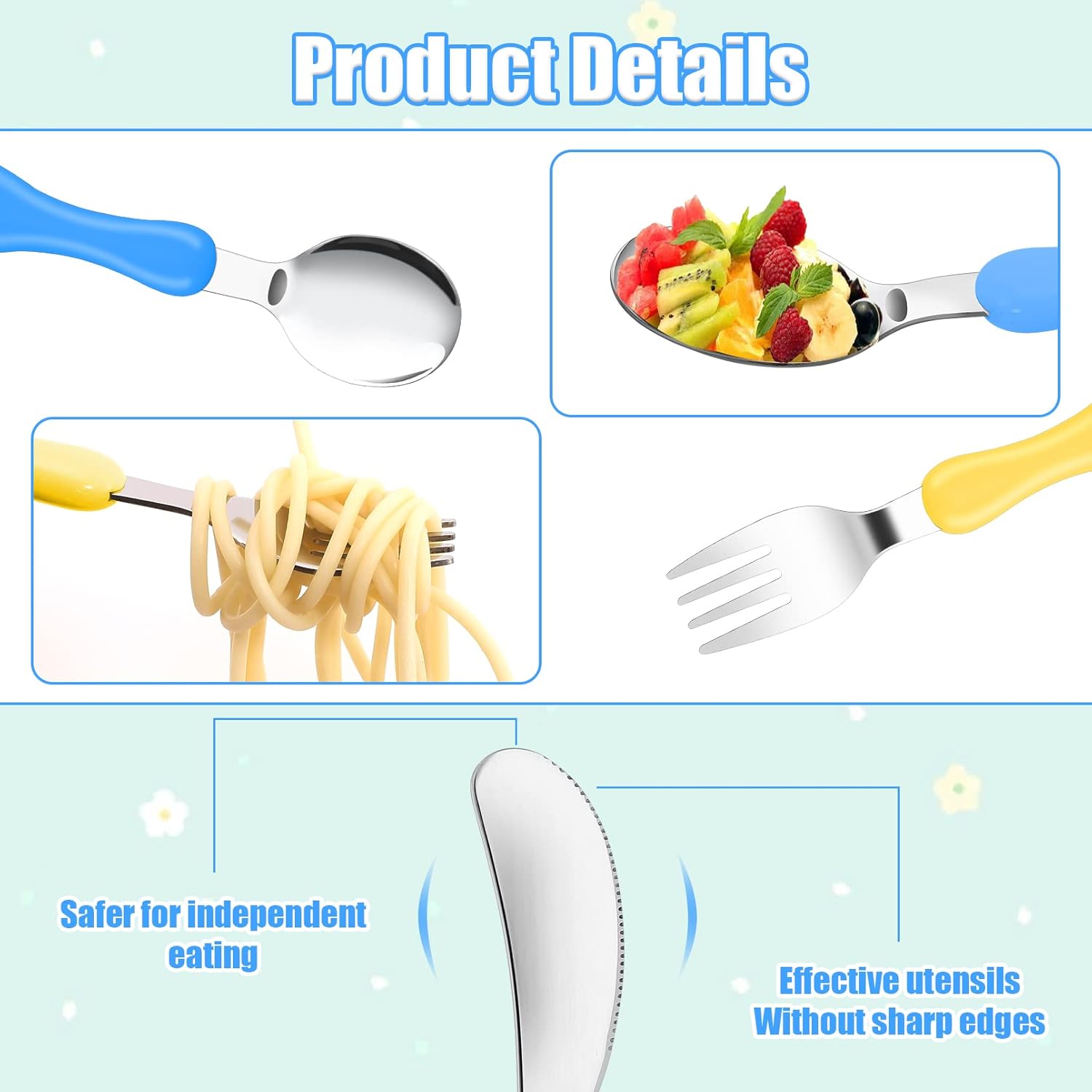 RAIHOMKIT Toddler Silverware Set 6 Pcs Metal Forks and Spoons Knife