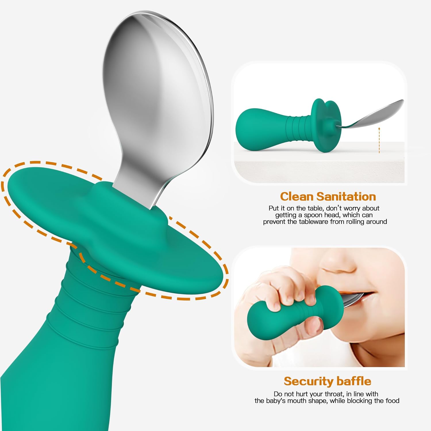 SFCCMM Toddler Spoons with Silicone Handle