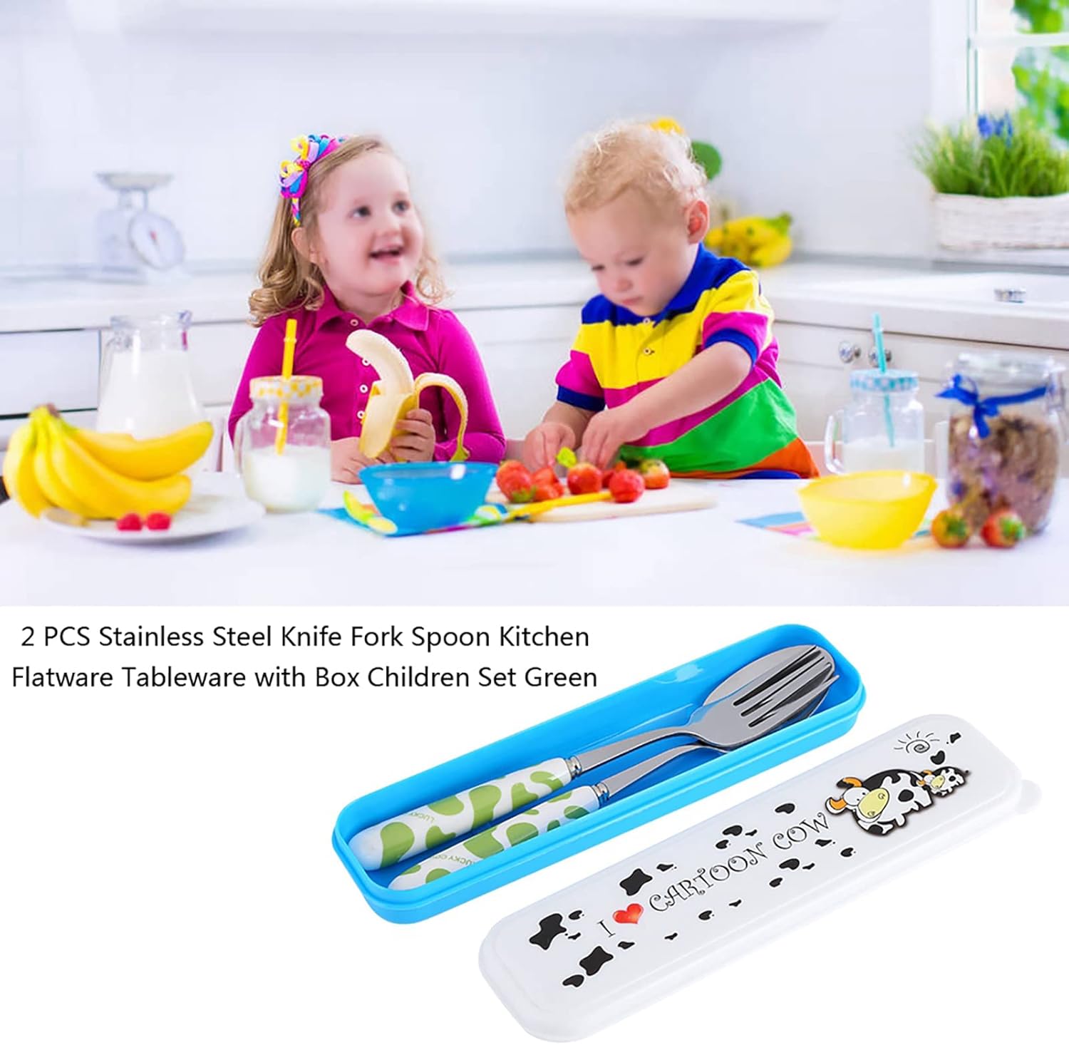 Tomotato Children Stainless Steel Cutlery Set with Travel Case