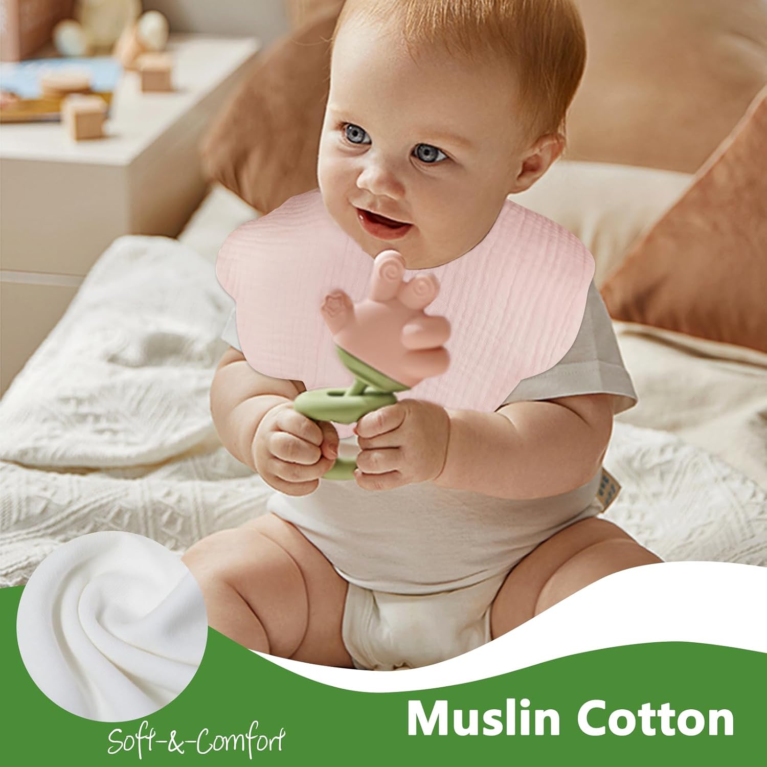 EllieHouse 8 Pack Muslin Baby Bibs for Toddler Teething Drool