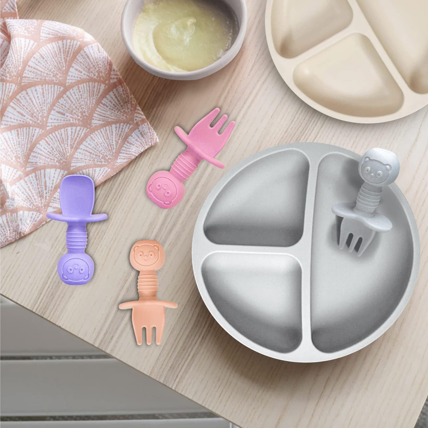 JIFTOK 8 Pcs Silicone Baby Feeding Set