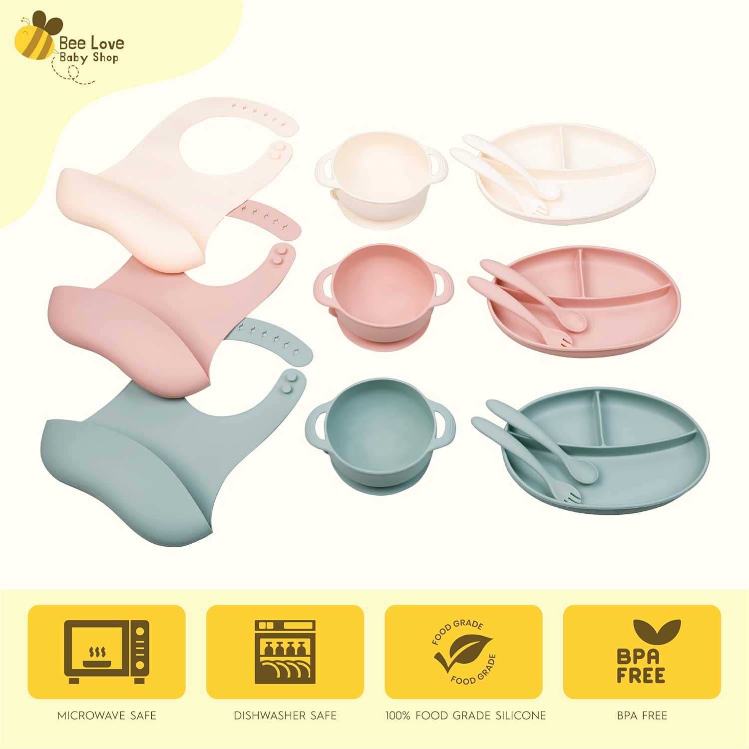 Bee Love Silicone Feeding Set for 6 Months 1