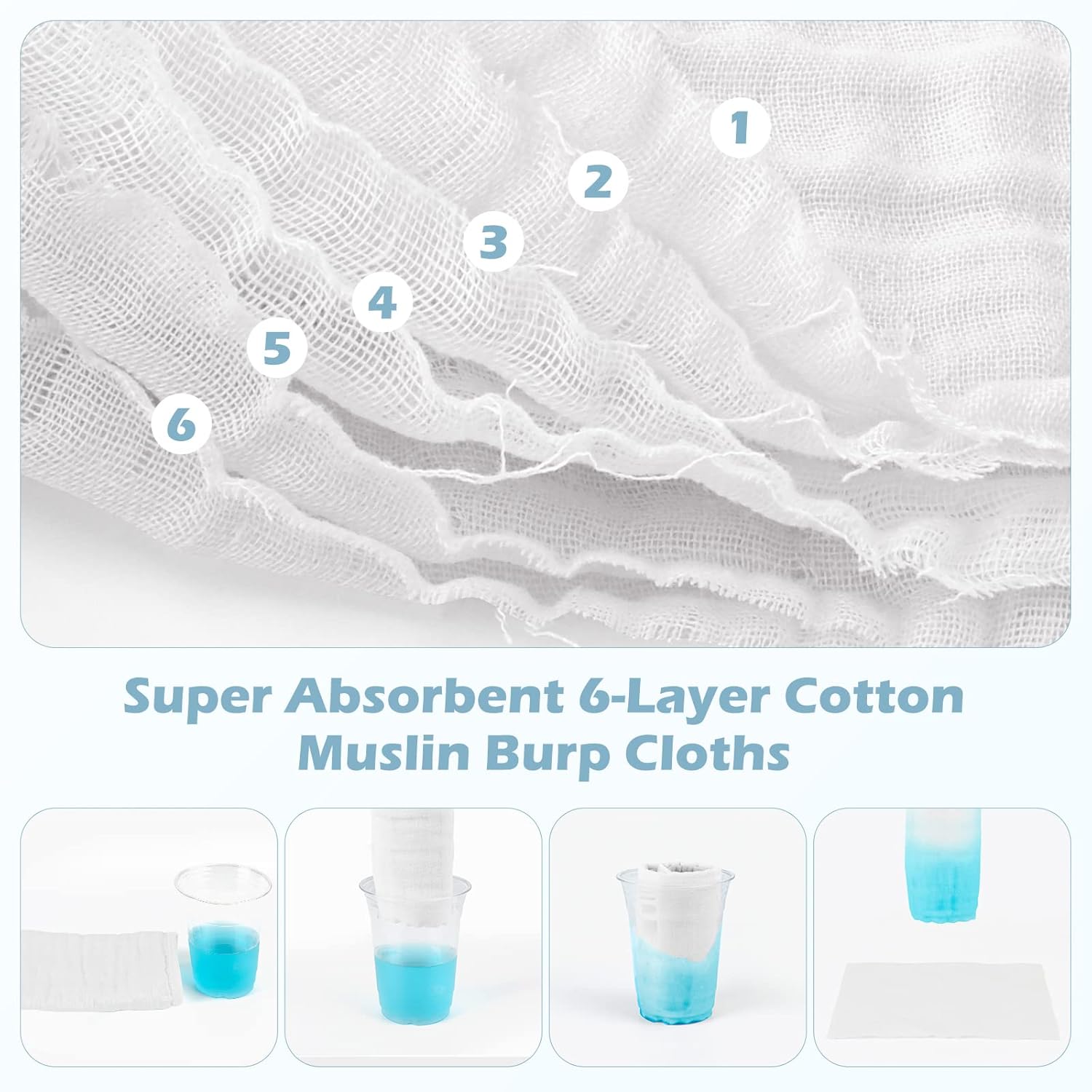 Maliton 6 Pack Muslin Burp Cloths 20x10 100 Cotton 1