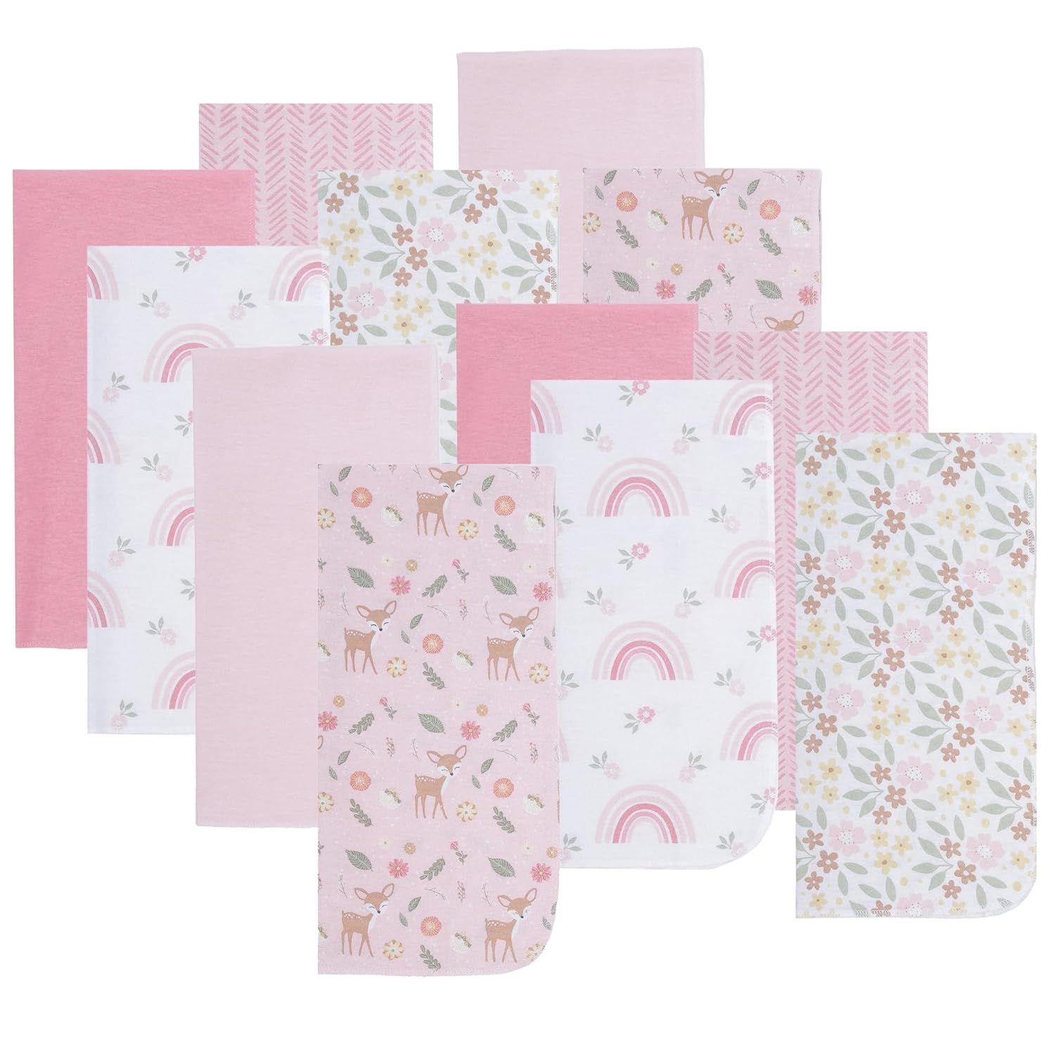 EVERYDAY KIDS 12-Pack Pink Burp Cloths for Baby Girl