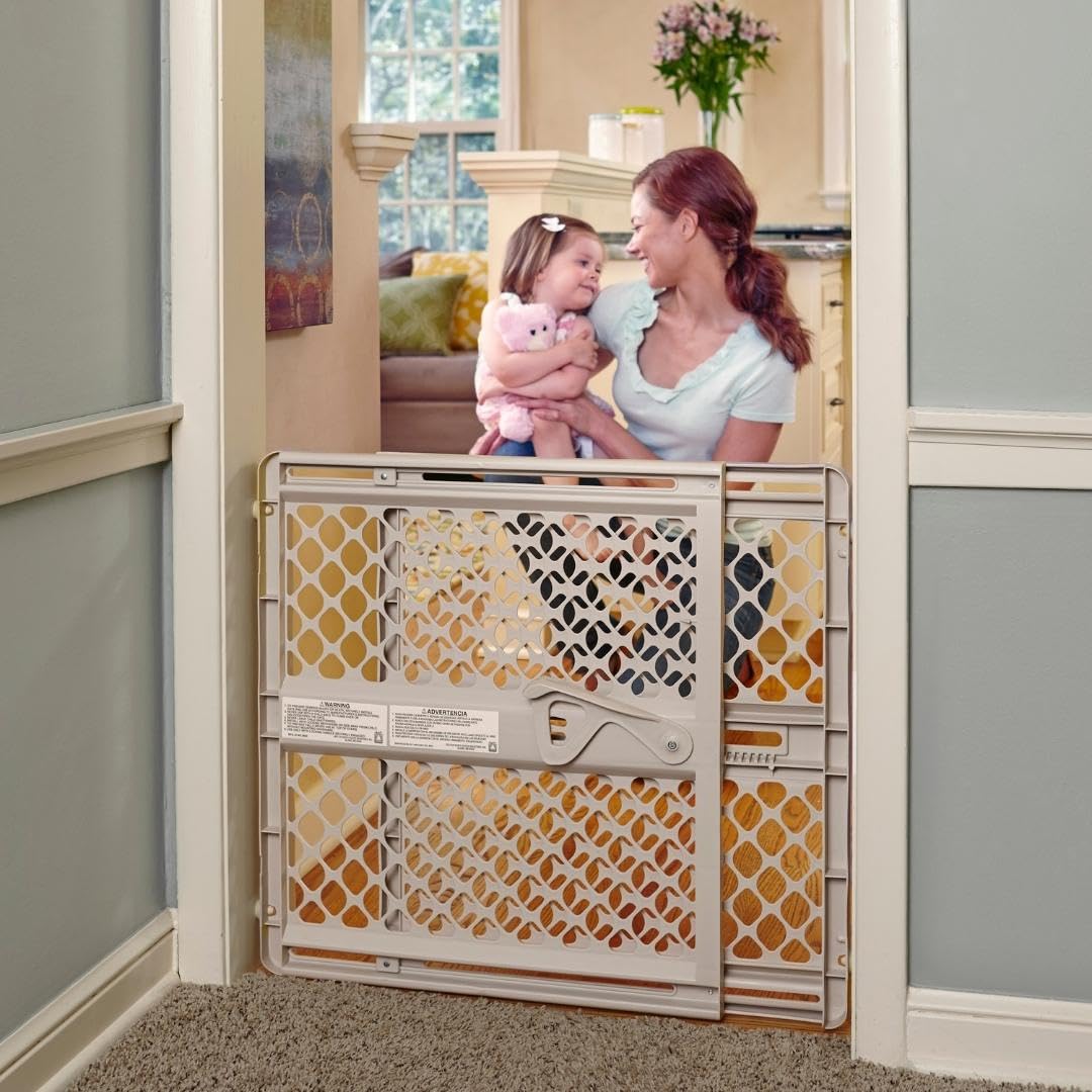 Toddleroo Supergate Ergo Baby Gate - Stair Doorway Safety 26 Tall Sand