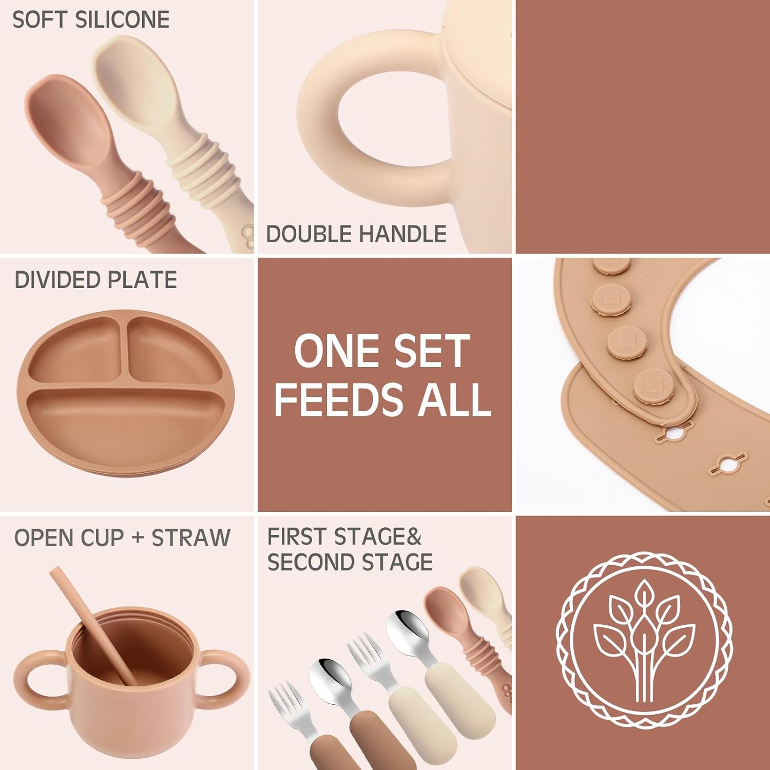 Yinder 16 Pcs Silicone Baby Feeding Set for 6 Months 1