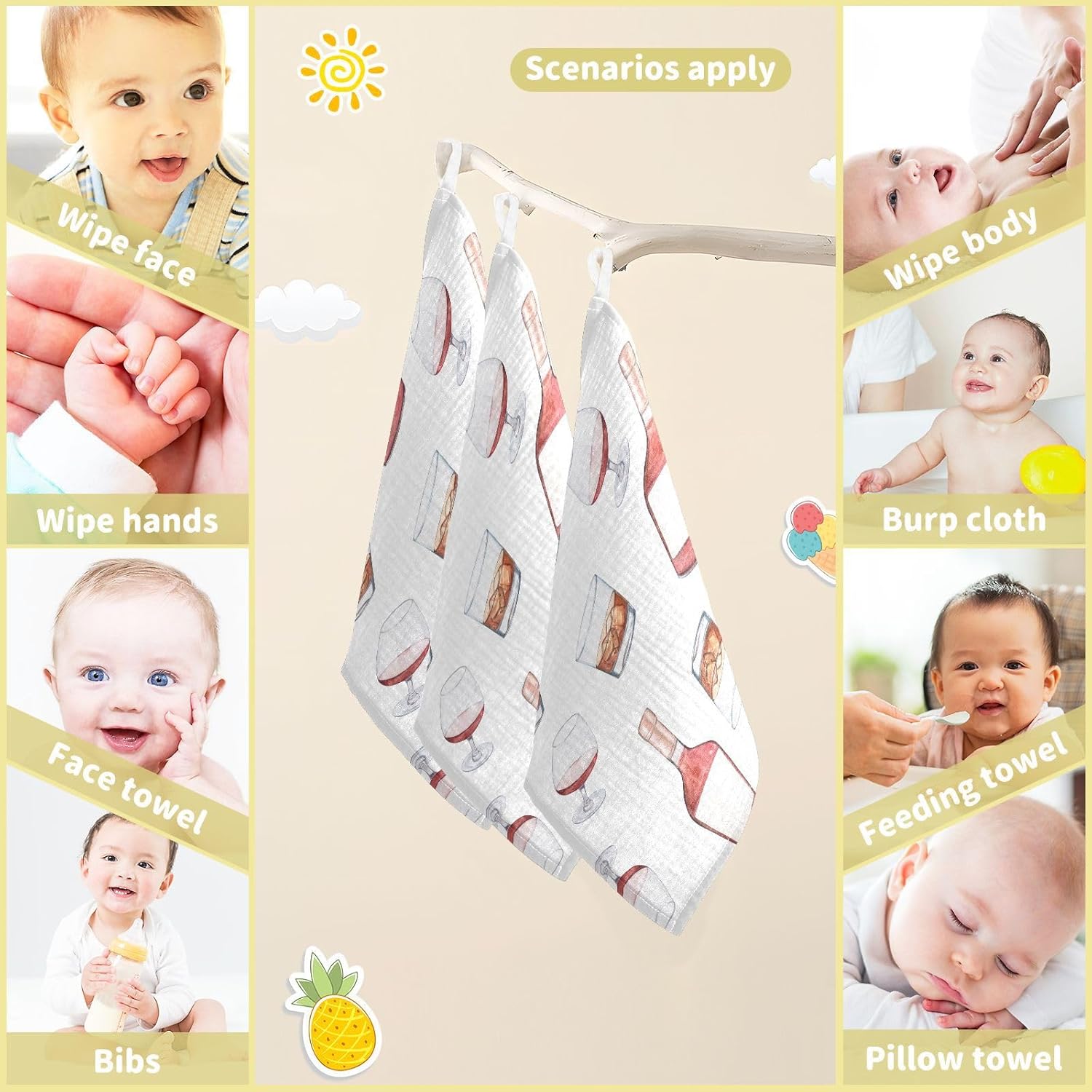 vvfelixl Soft Absorbent Burp Cloths 3 Pack 1