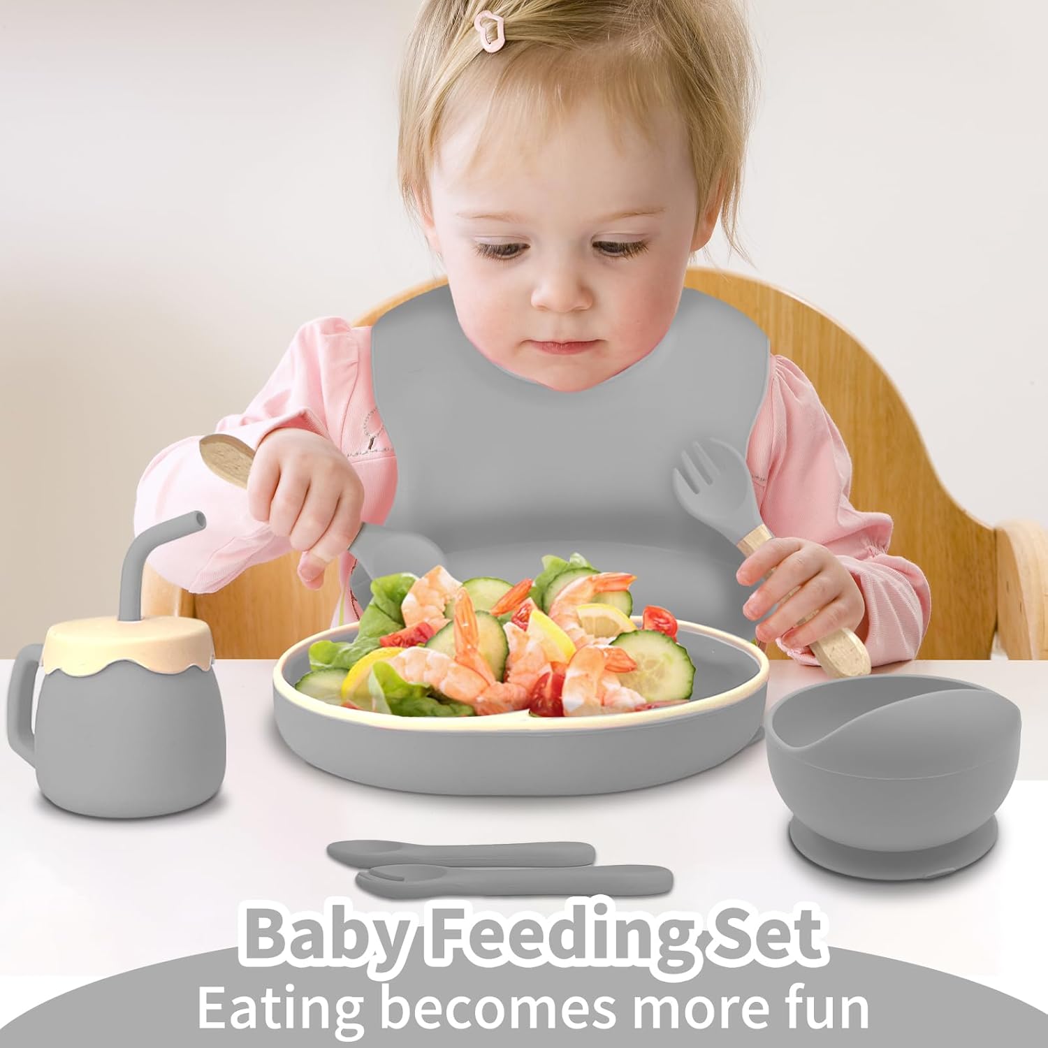 ARCASA 9-Piece Silicone Baby Feeding Set Blue