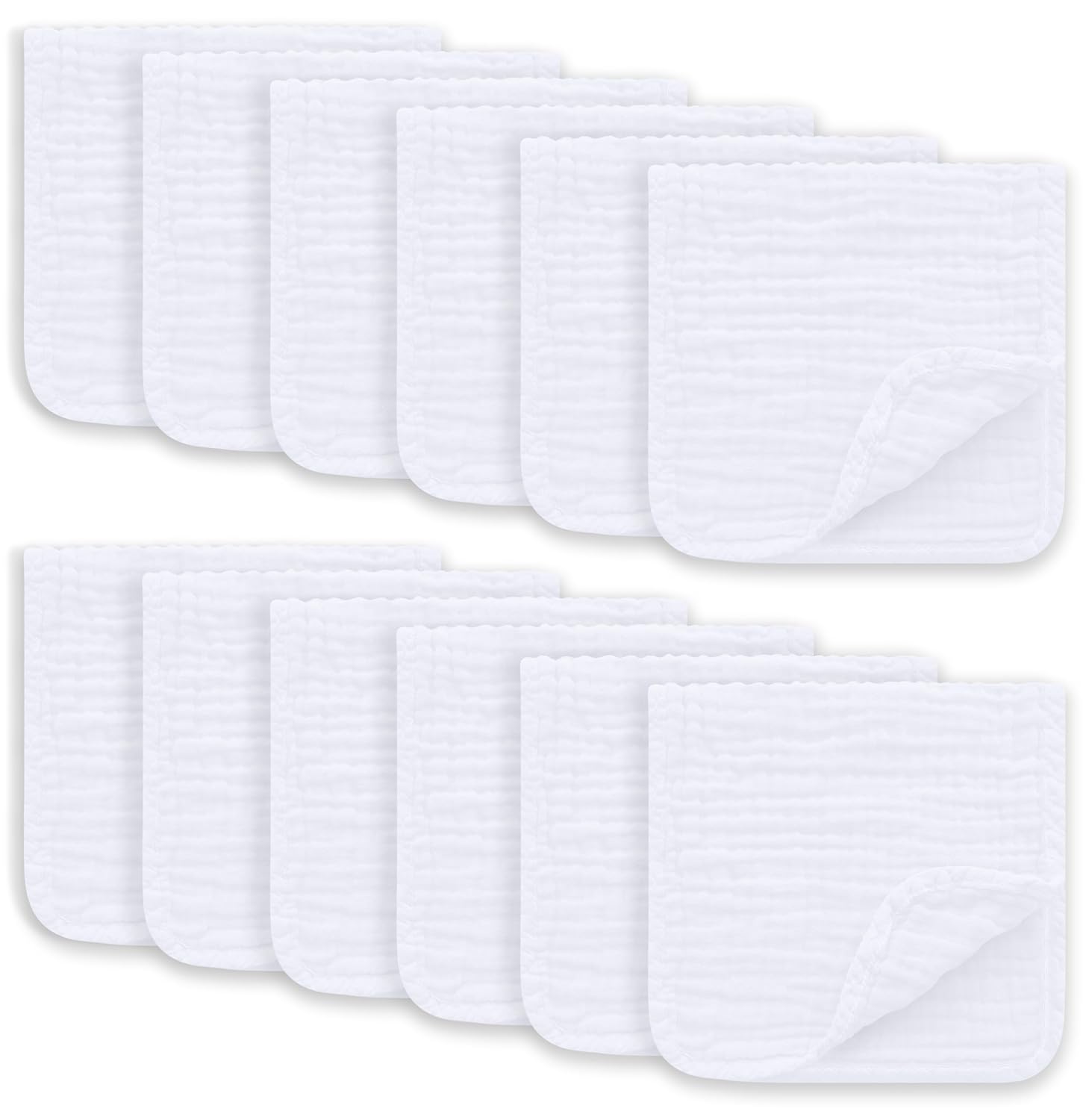 Ease Cubs Muslin Burp Cloths 12-Pack 20x10