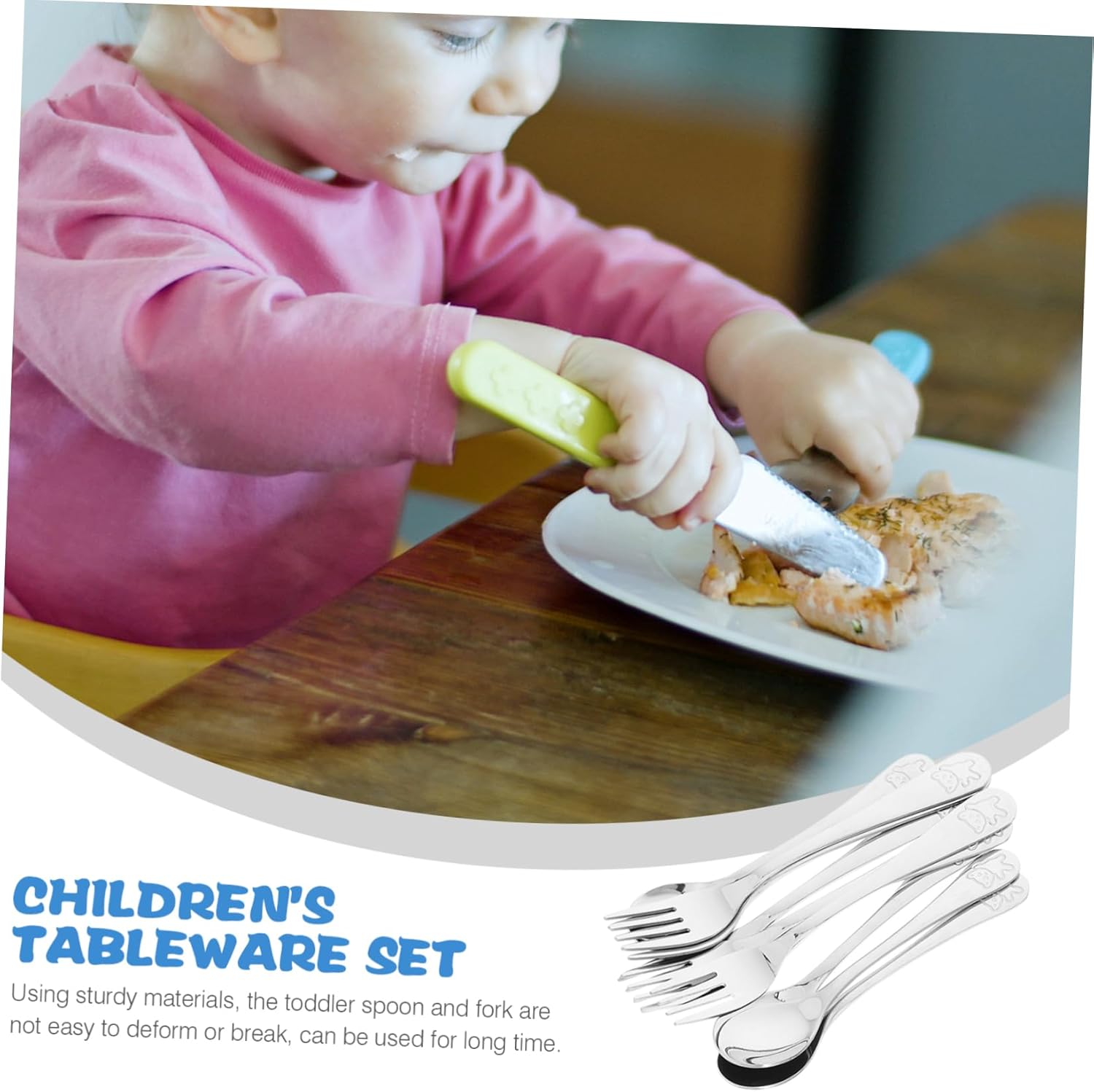 SKISUNO Cute Bear Handle Forks and Spoons Set