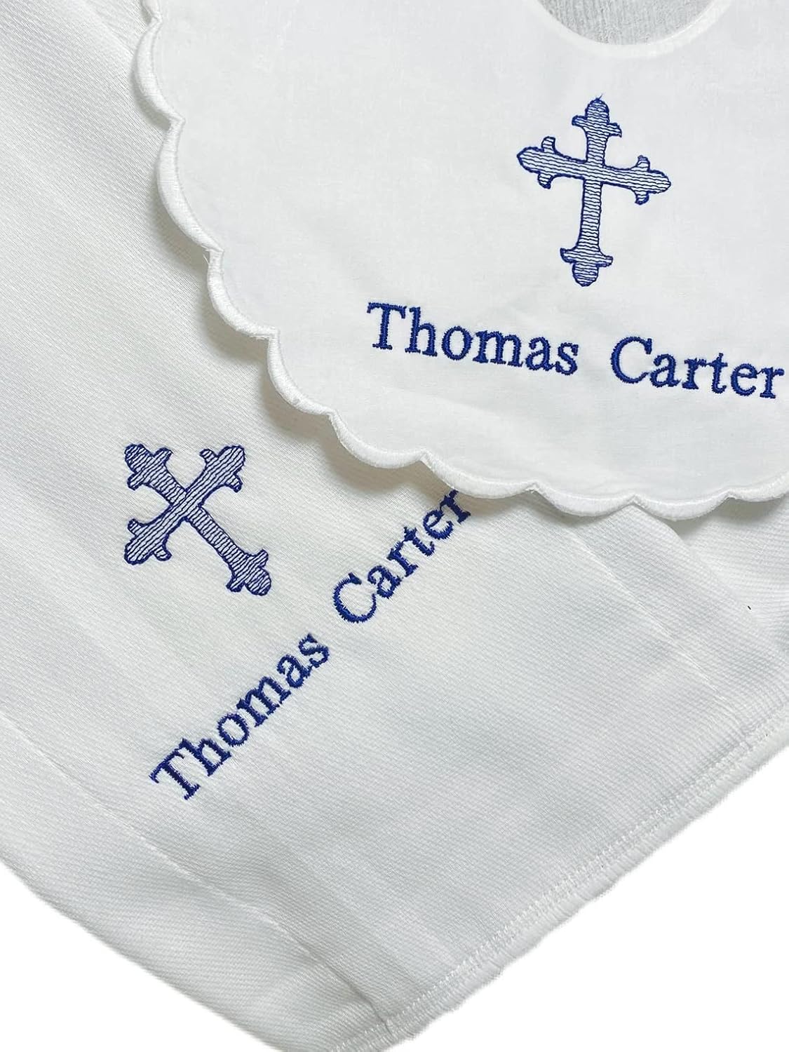 Bushel and a Peck Embroidered Cross Bib and Burp Cloth Set