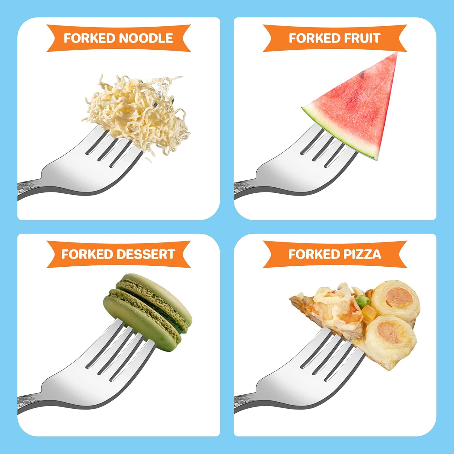 LIANYU 9 Piece Kids Stainless Steel Fork Set