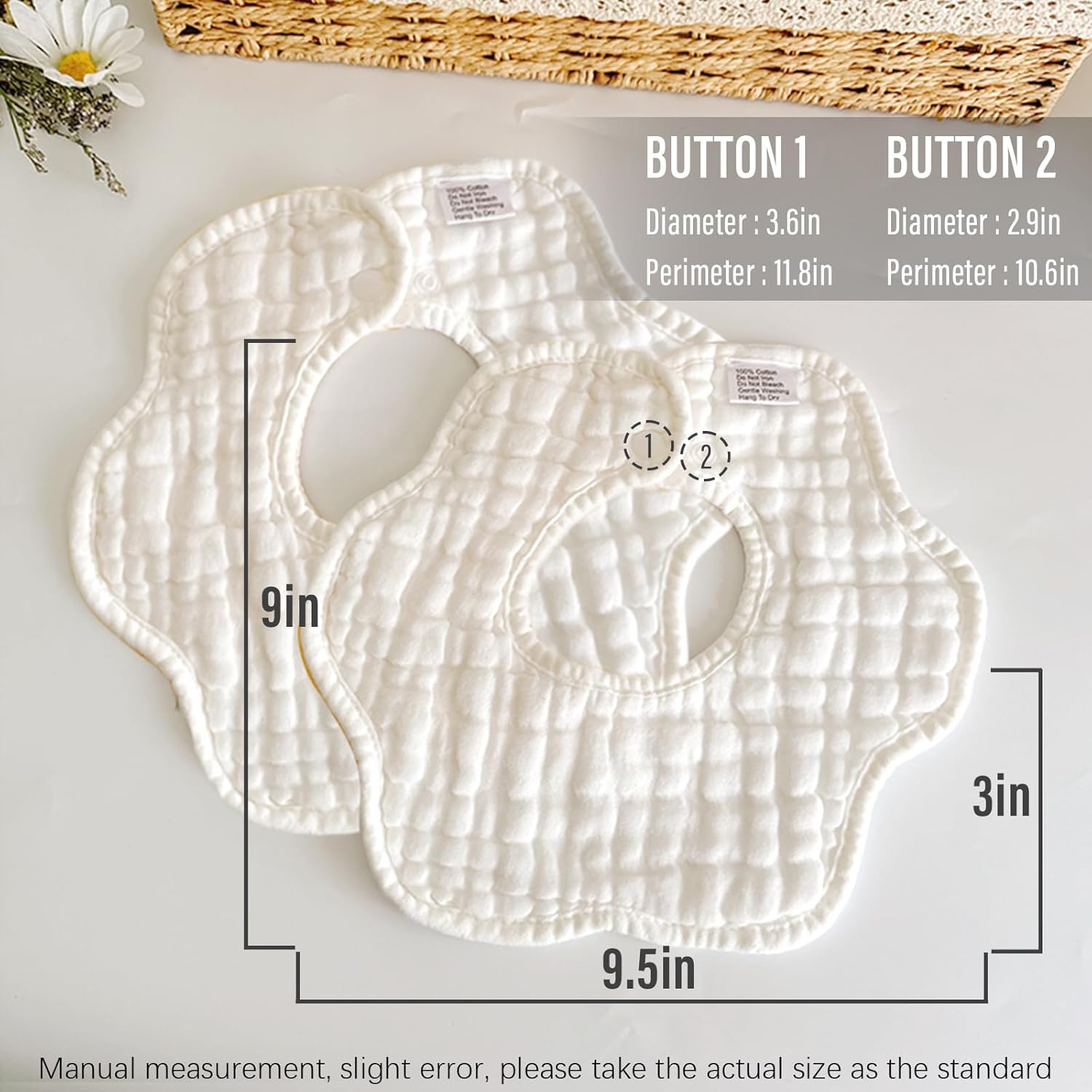 EllieHouse 8 Pack Muslin Baby Bibs for Toddlers 1