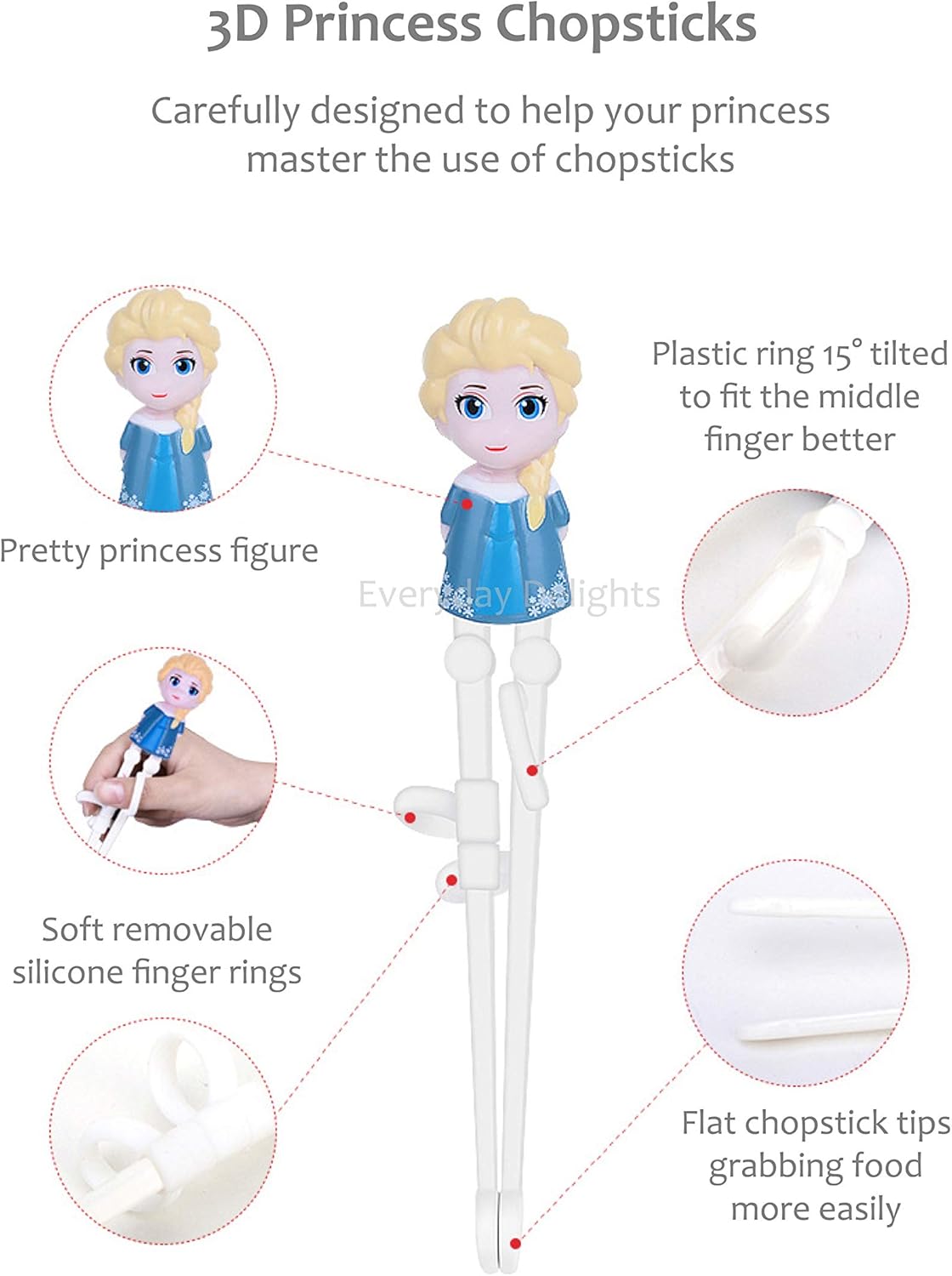Frozen Queen Elsa Kids Spoon Chopsticks Flatware Set with Case