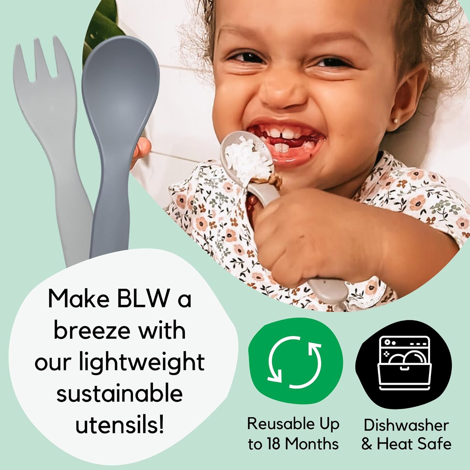 THEOS 20 Pack Eco-Friendly Baby Utensils Set