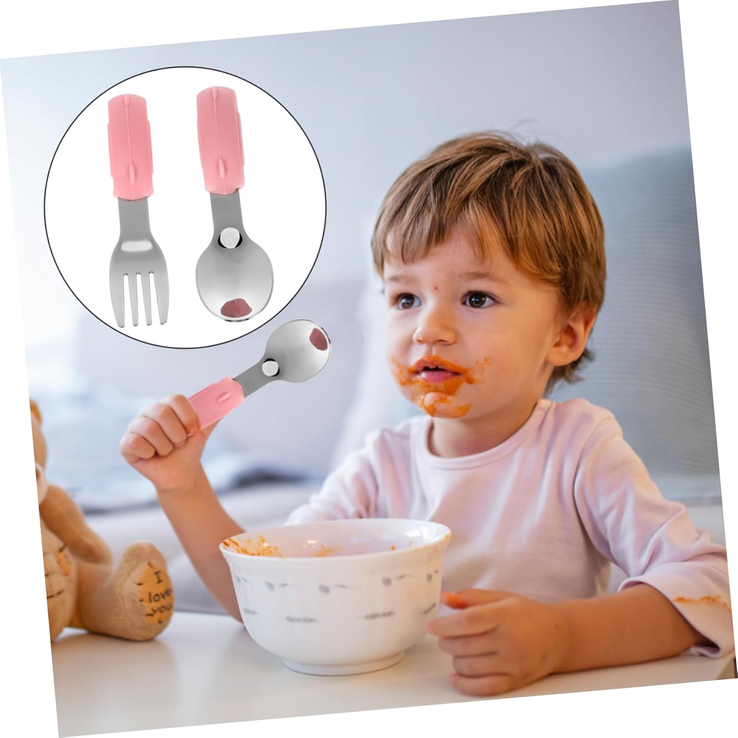 VICASKY 2pcs Pig Design Stainless Steel Utensils Set 1