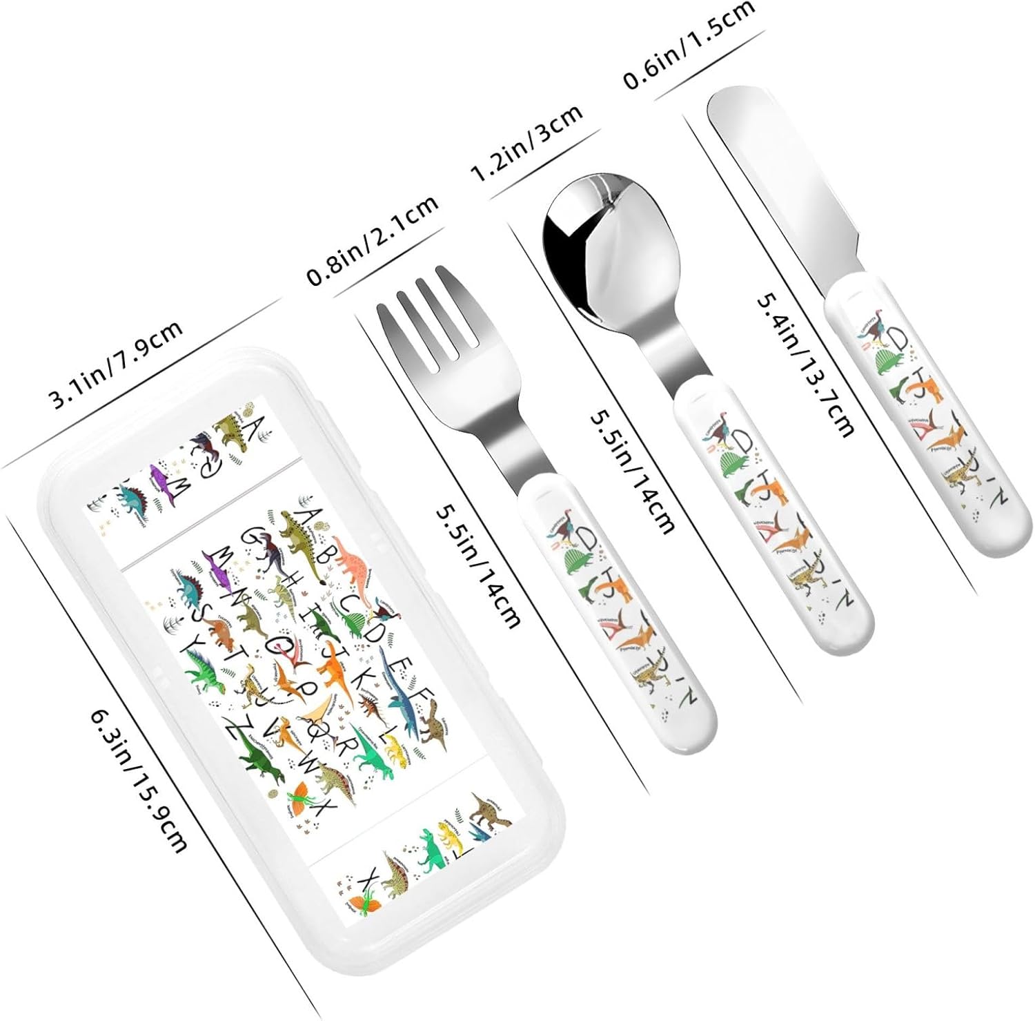 Stylish Learning Alphabets with Dinosaurs Print Flatware Set