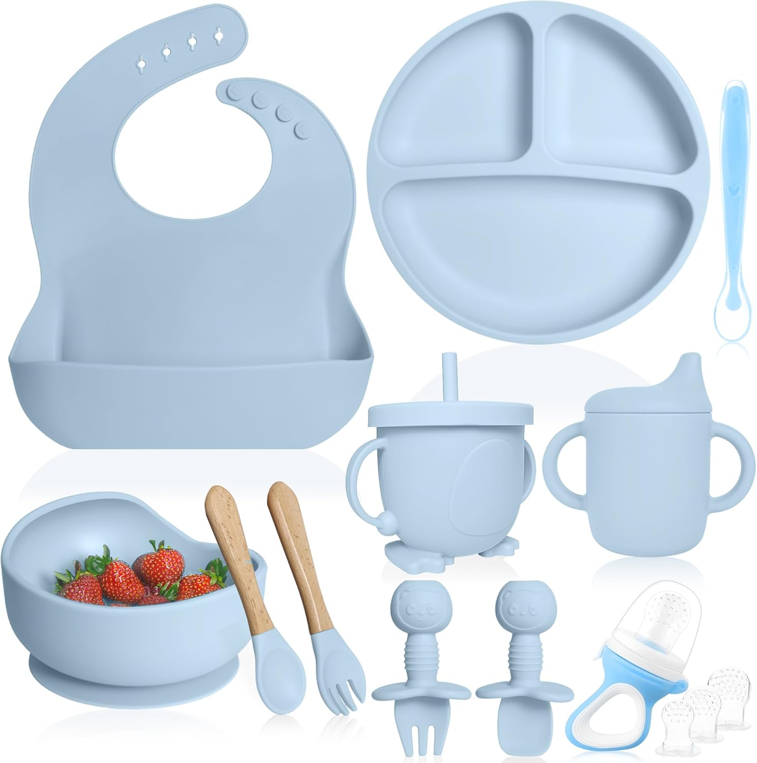Bluet B Silicone Baby Feeding Set - 11pcs Blue
