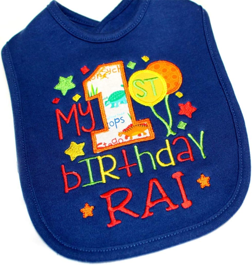 First Birthday Boy Bib with Baby Name Personalized 1