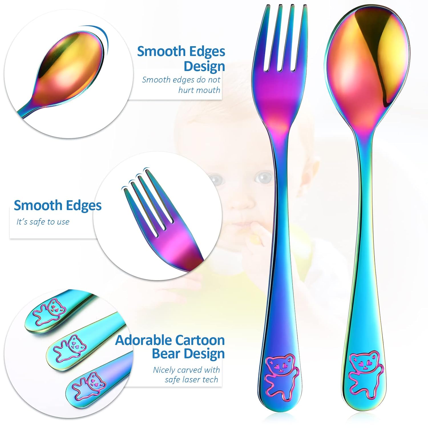 24 Piece Stainless Steel Kids Flatware Set