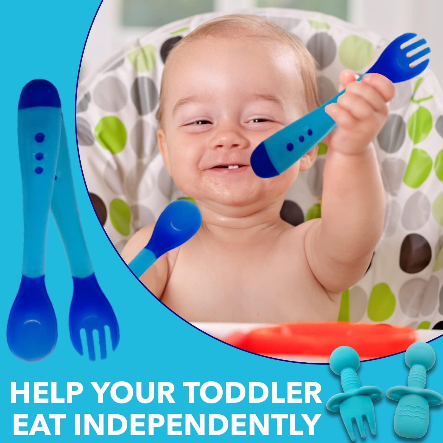 Gadgetime USA 4-Piece Heat Sensitive Babyfeeding Utensils Set