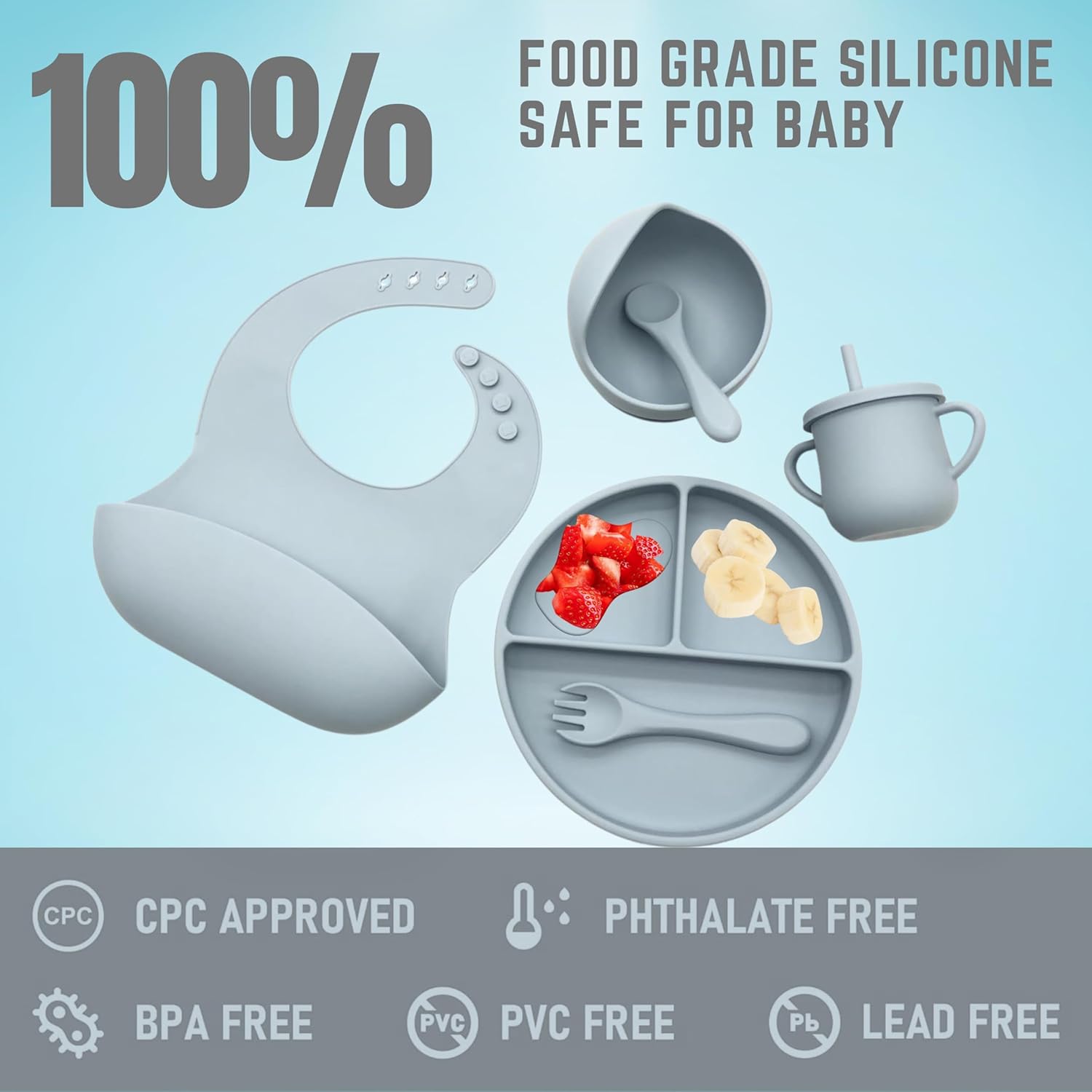 Premium Baby Dinnerware Set with Sippy Cup and Utensils