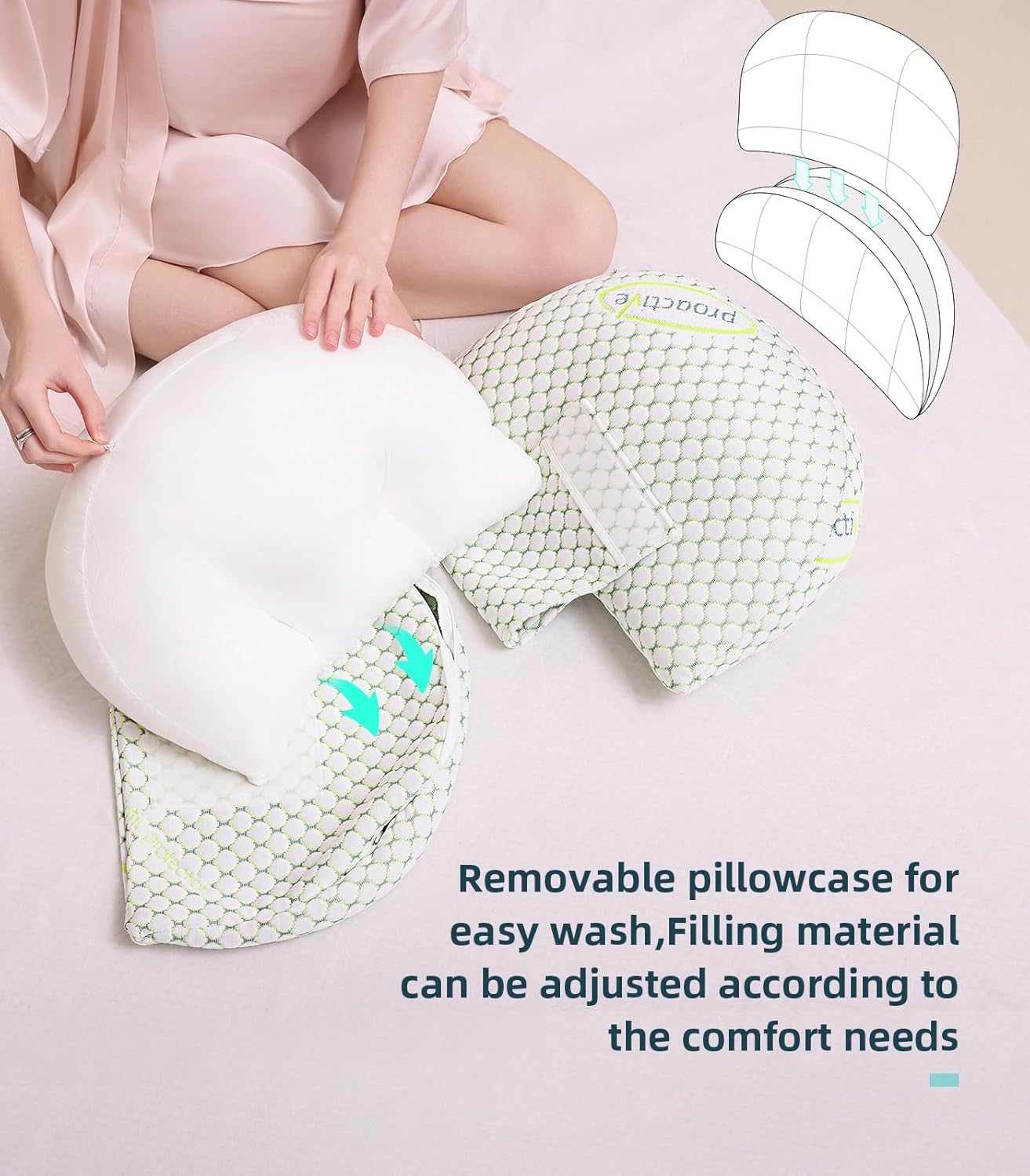 Oternal Pregnancy Pillow Side Sleep Support for Belly and Hips