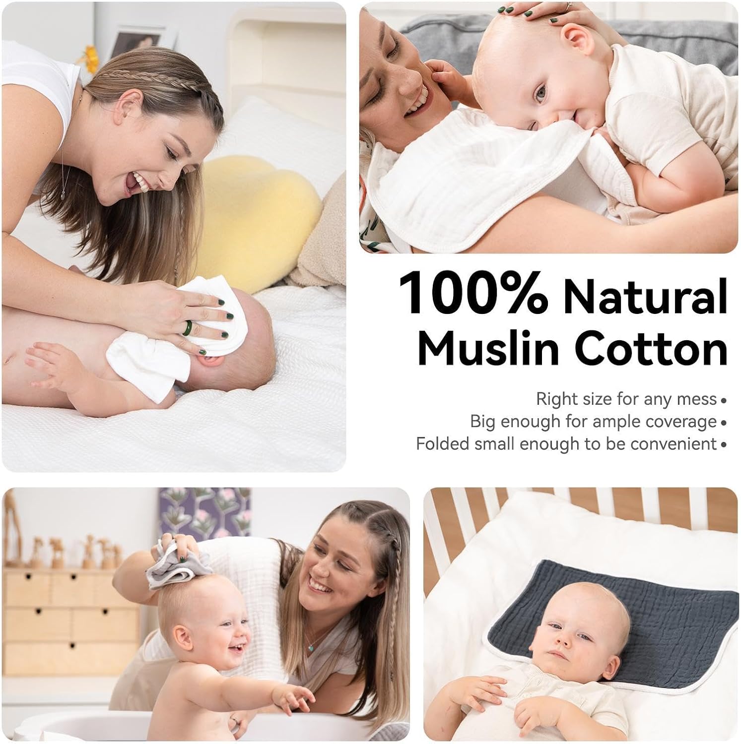 Synrroe Muslin Burp Cloths and Bibs Set 1