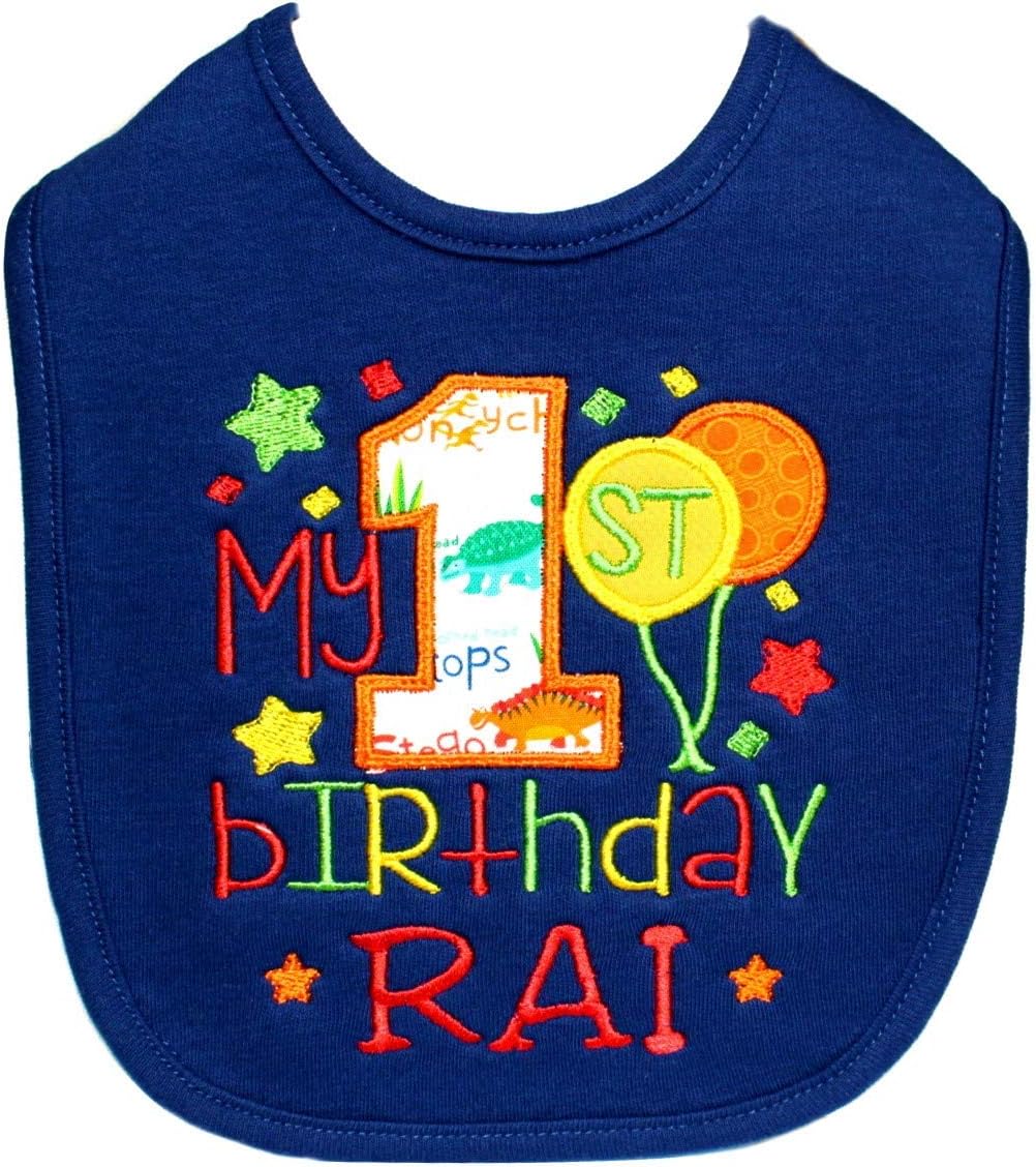 First Birthday Boy Bib with Baby Name Personalized 1