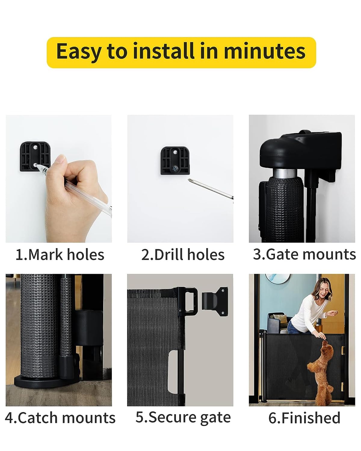 dearlomum Retractable Baby Gate 33x55 Black