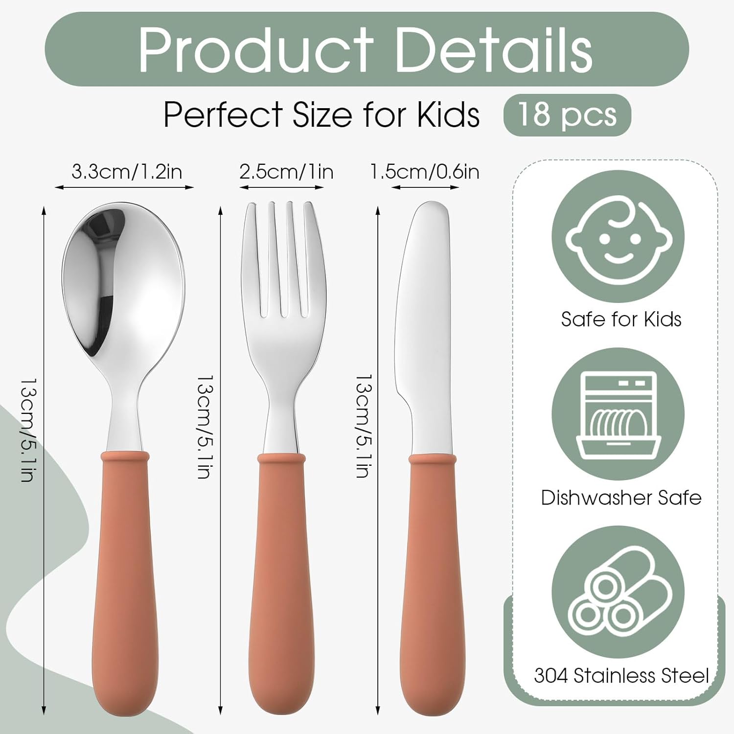 Sunnychicc 18-Piece Toddler Silverware Set