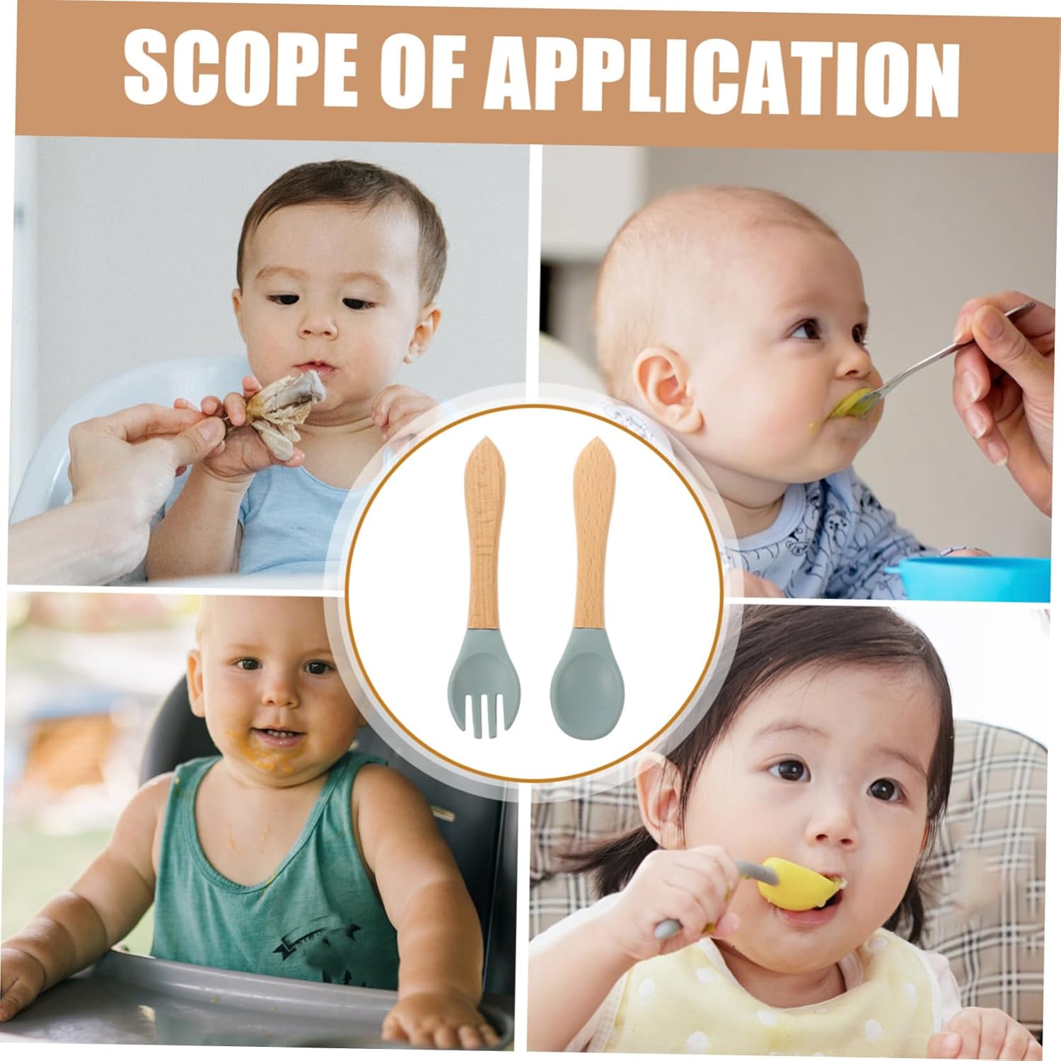 SHOWERORO Fork and Spoon Set for Safe Baby Feeding