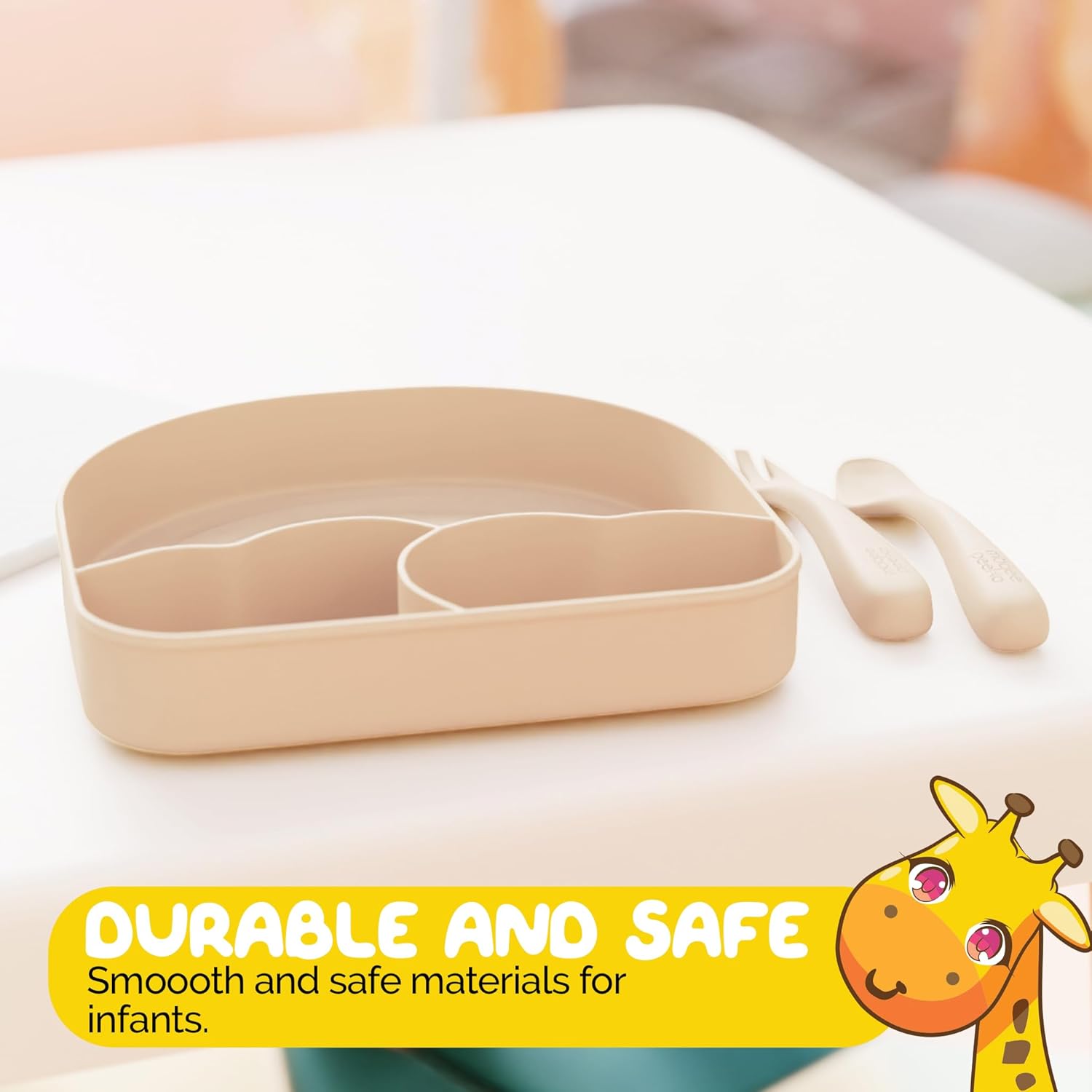 Muqee Peeko Silicone Feeding Set - 3 Piece BLW Baby Plates Utensils