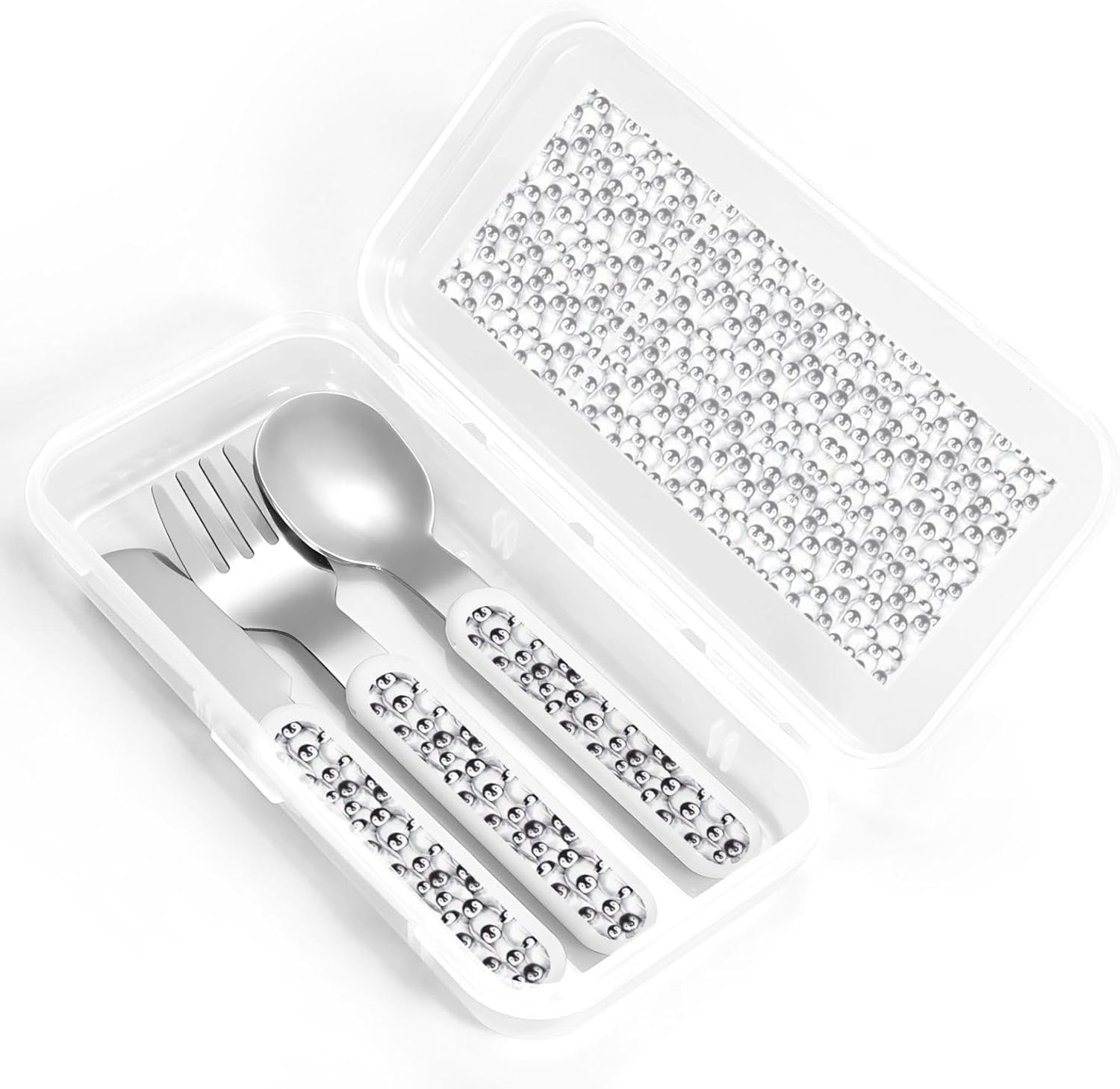 Cute Penguins Sketch Print Utensils Set with Travel Case