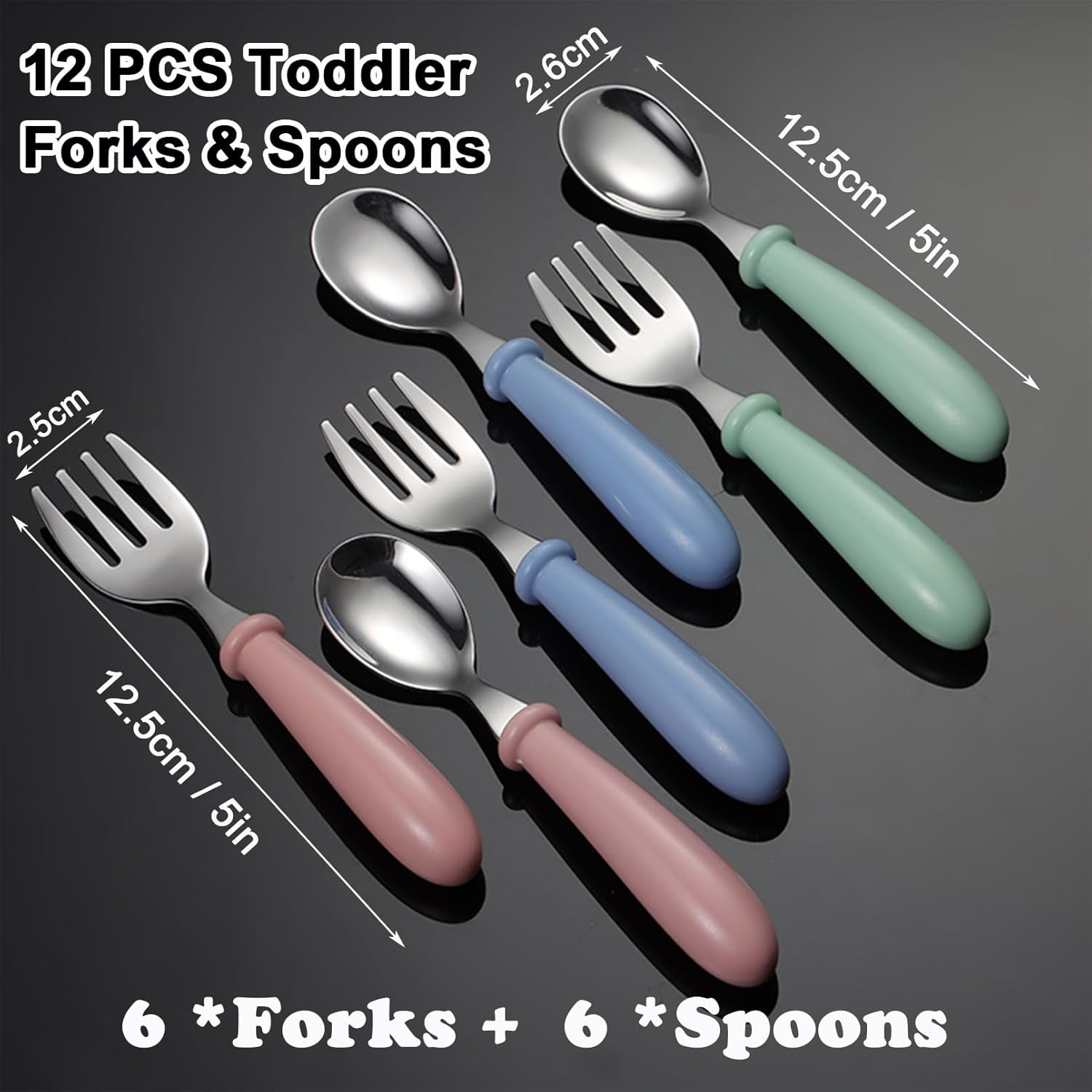 12 Piece Toddler Stainless Steel Utensils Set