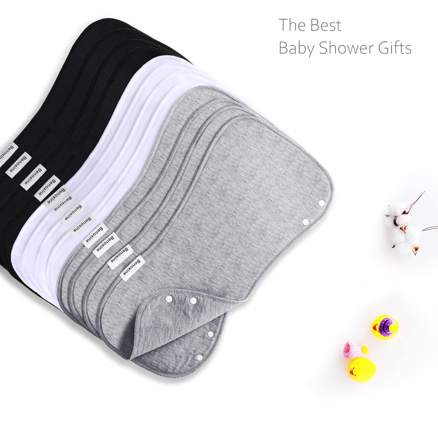Benoxine Baby Burp Cloth Set 12 Pack 3 Layers 100 Cotton