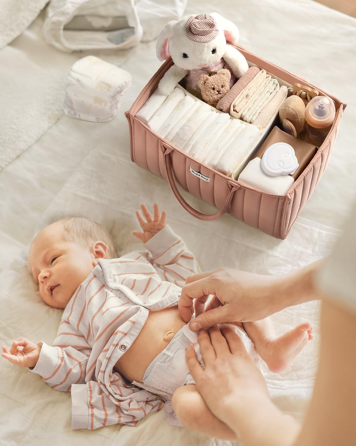 Blissful Diary Pink Diaper Caddy Organizer