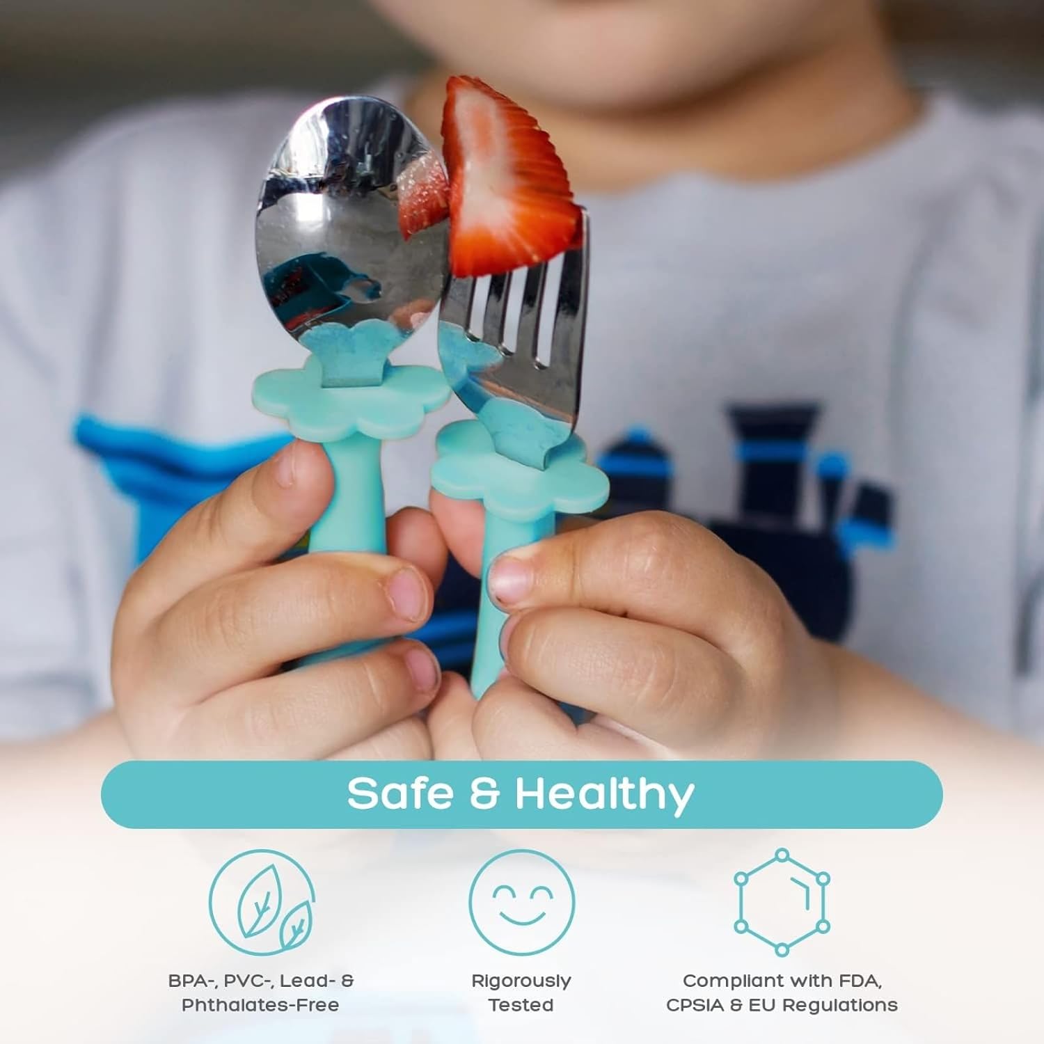 Grabease Toddler Silverware Set Teal