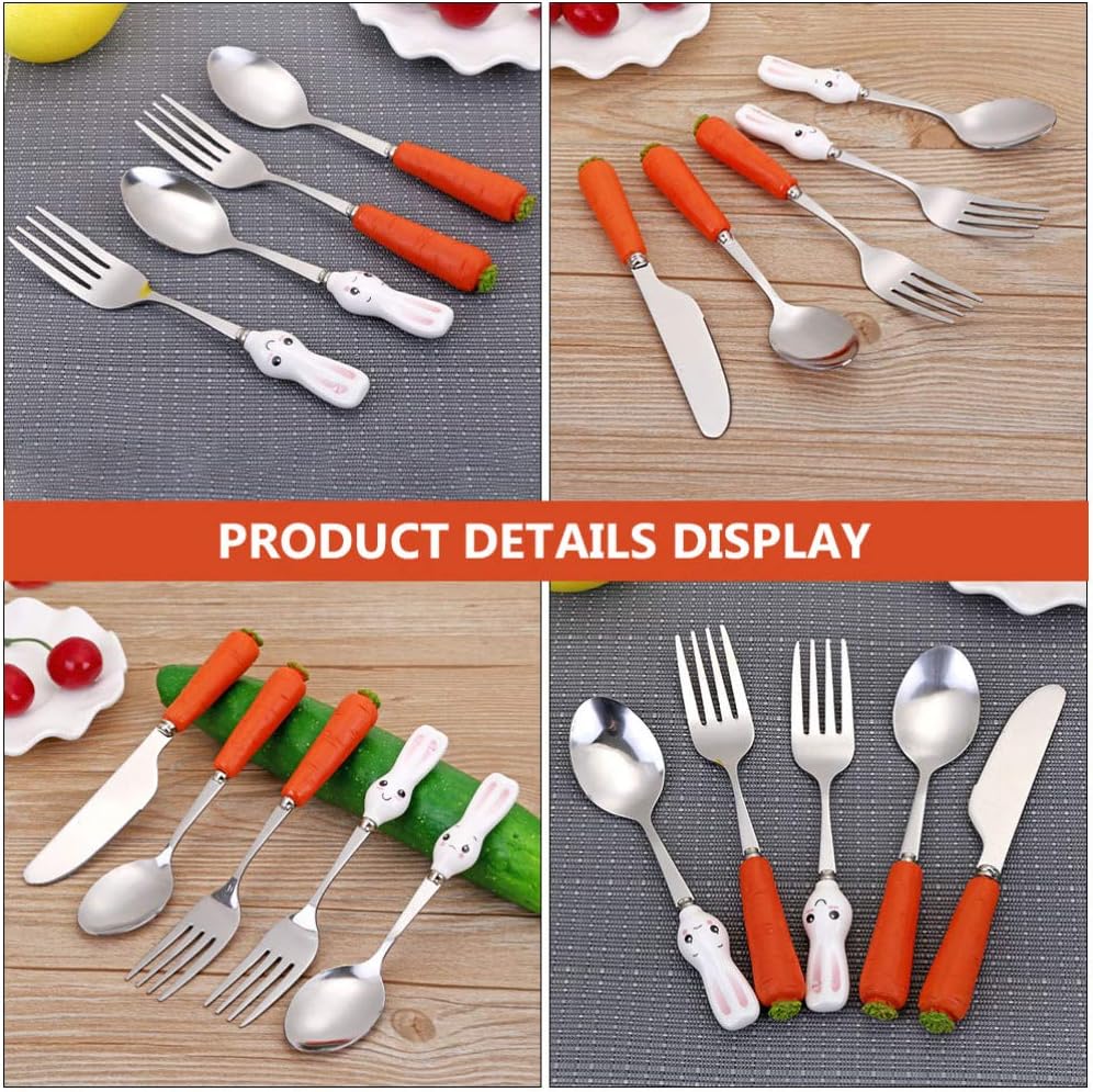 KESYOO 5PCS Kids Flatware Set with Ceramic Handles
