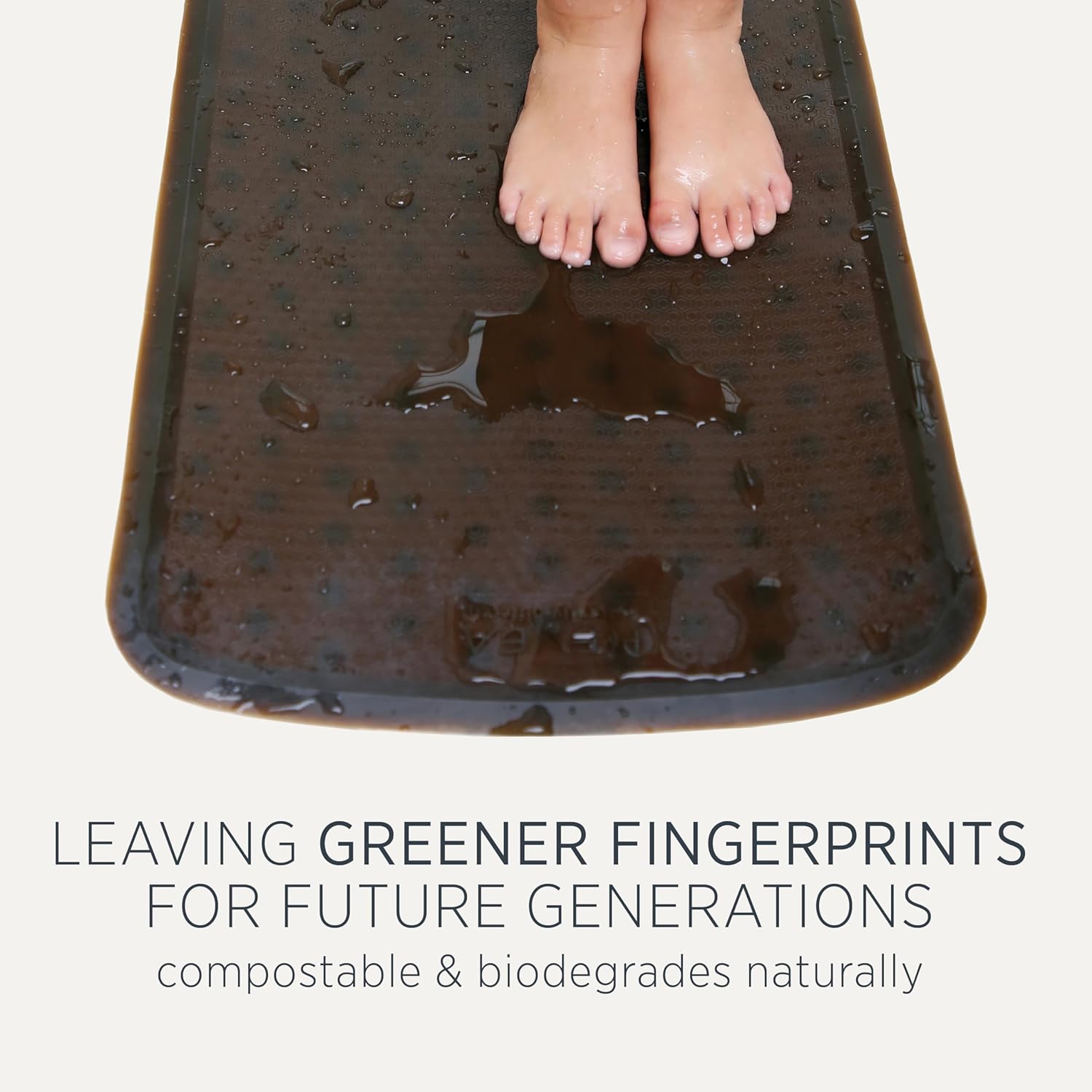 HEVEA Natural Rubber Bath Mat - Non Slip Safe Charcoal Black