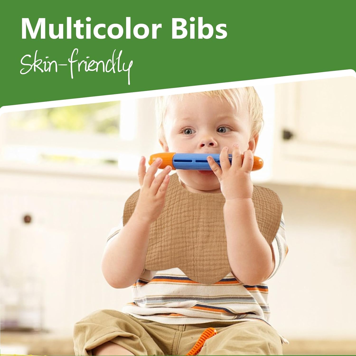 EllieHouse 8 Pack Muslin Baby Bibs for Toddler Teething Drool