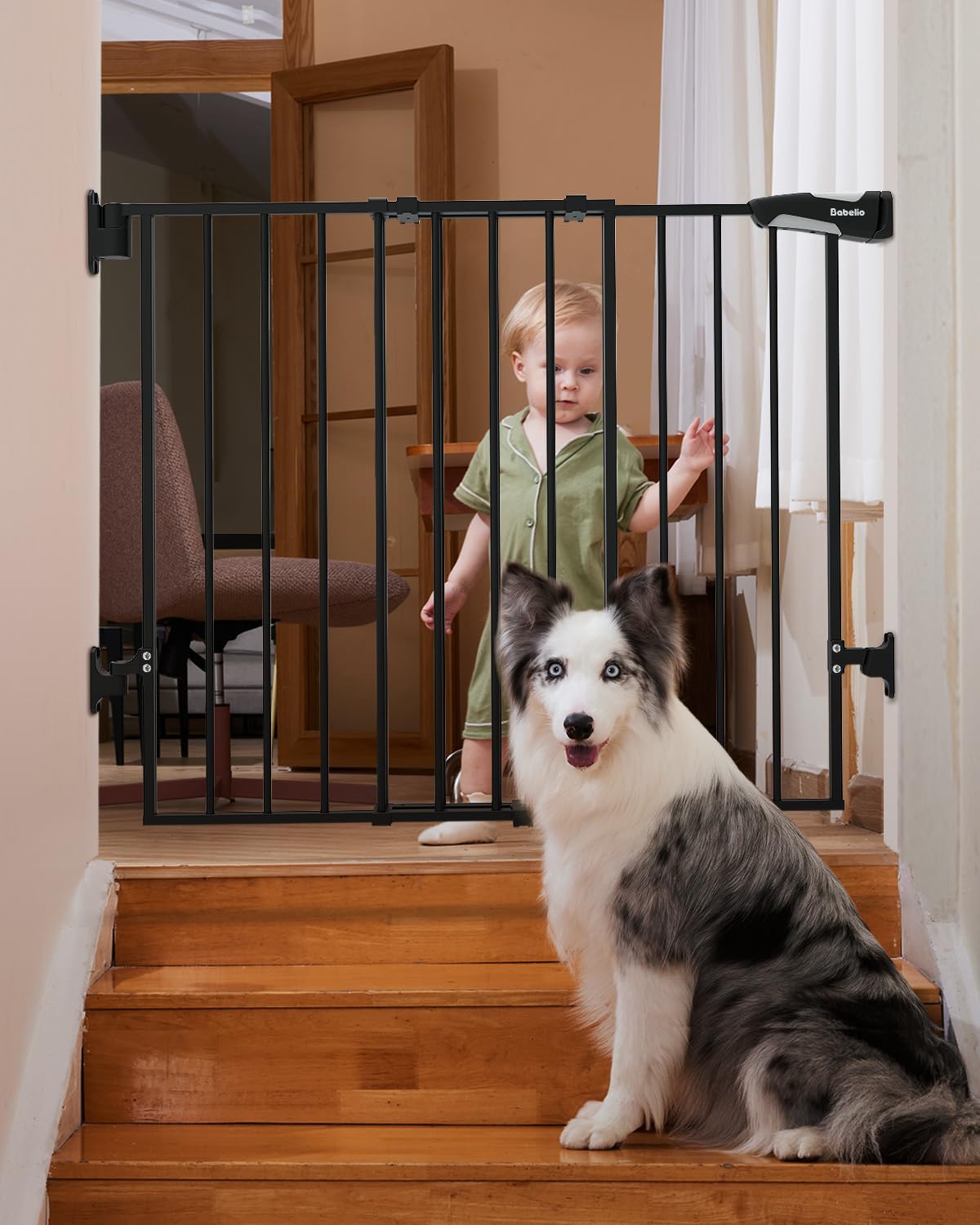Babelio 26-43 No Bottom Bar Baby Gate - Black