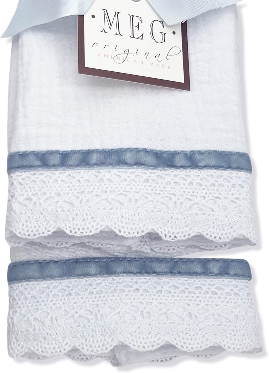 MEG Original Baby Burp Cloth Set - Blue Stripe on Cotton 1