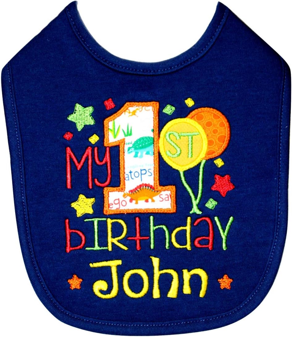 First Birthday Boy Bib with Baby Name Personalized 1
