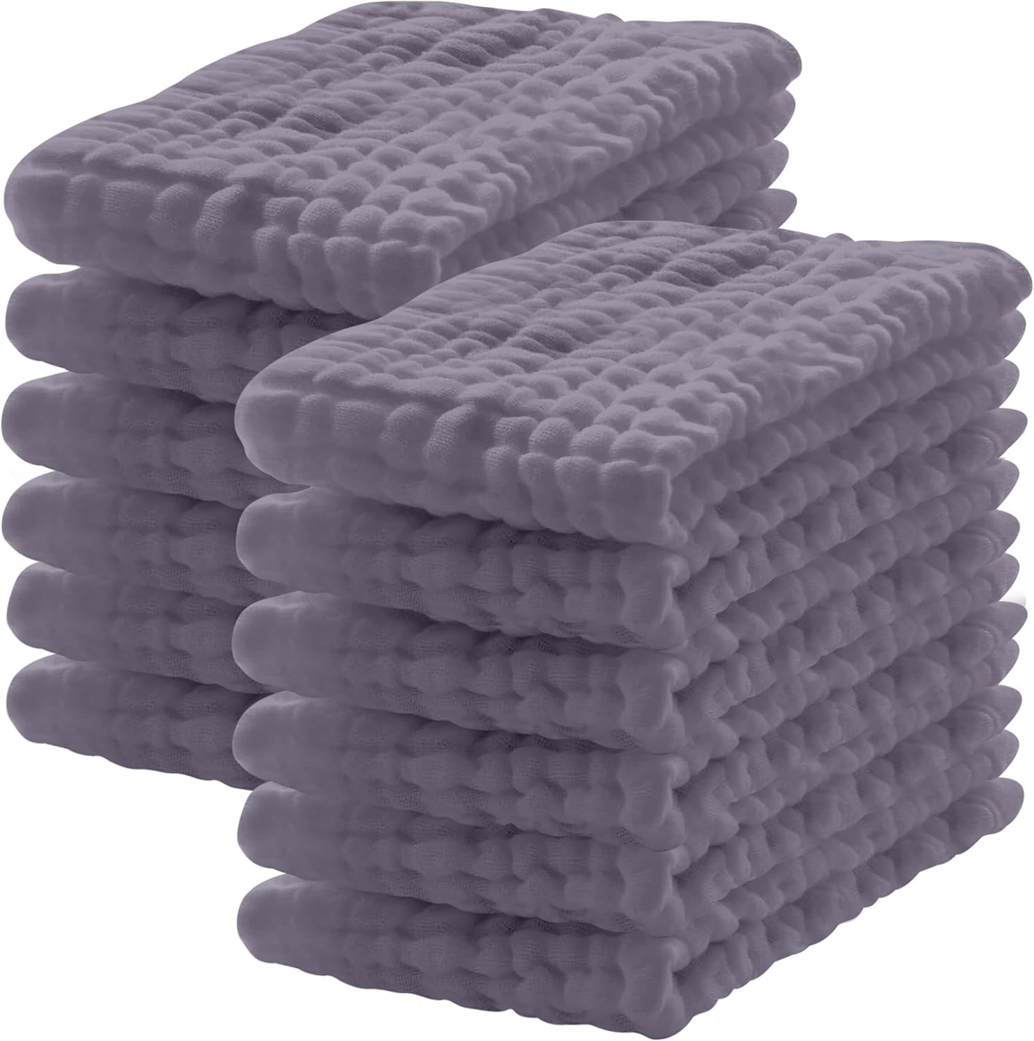 12 Pack Muslin Burp Cloths 20x10 Extra Soft Absorbent - Grey